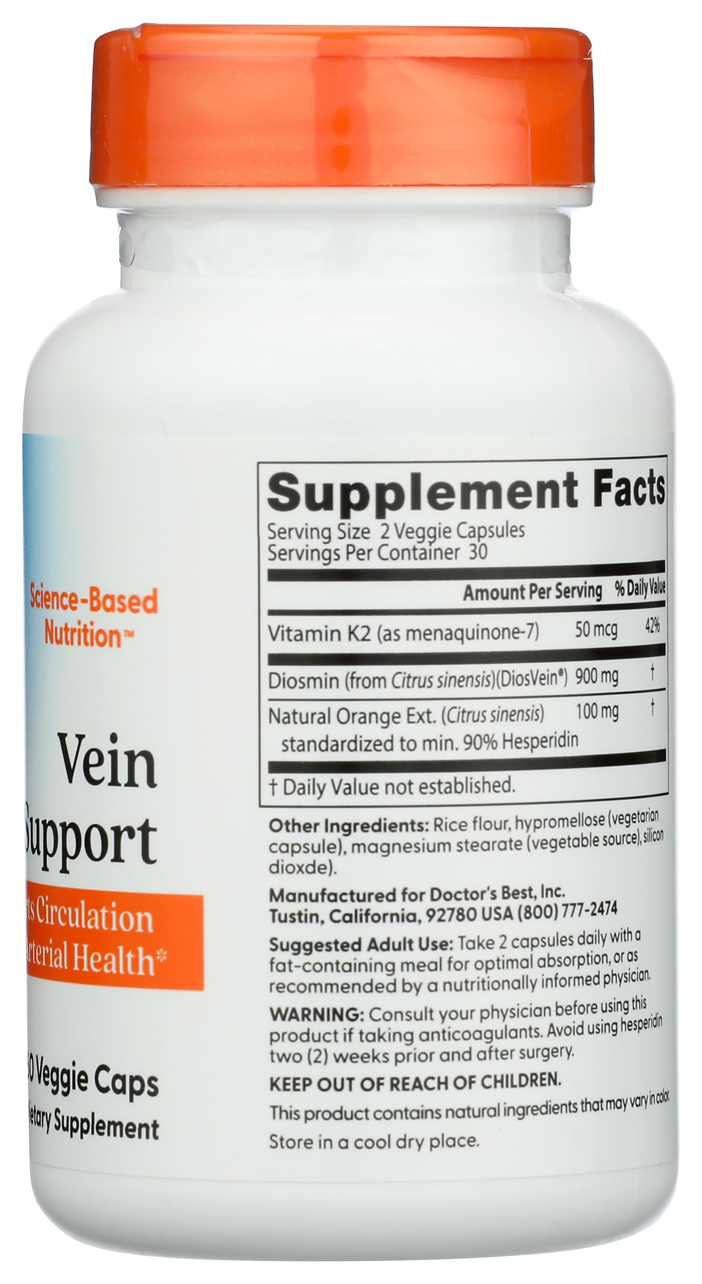 Doctor's Best Vein Support Featuring DiosVein & MenaQ7 Capsule, 60 Count