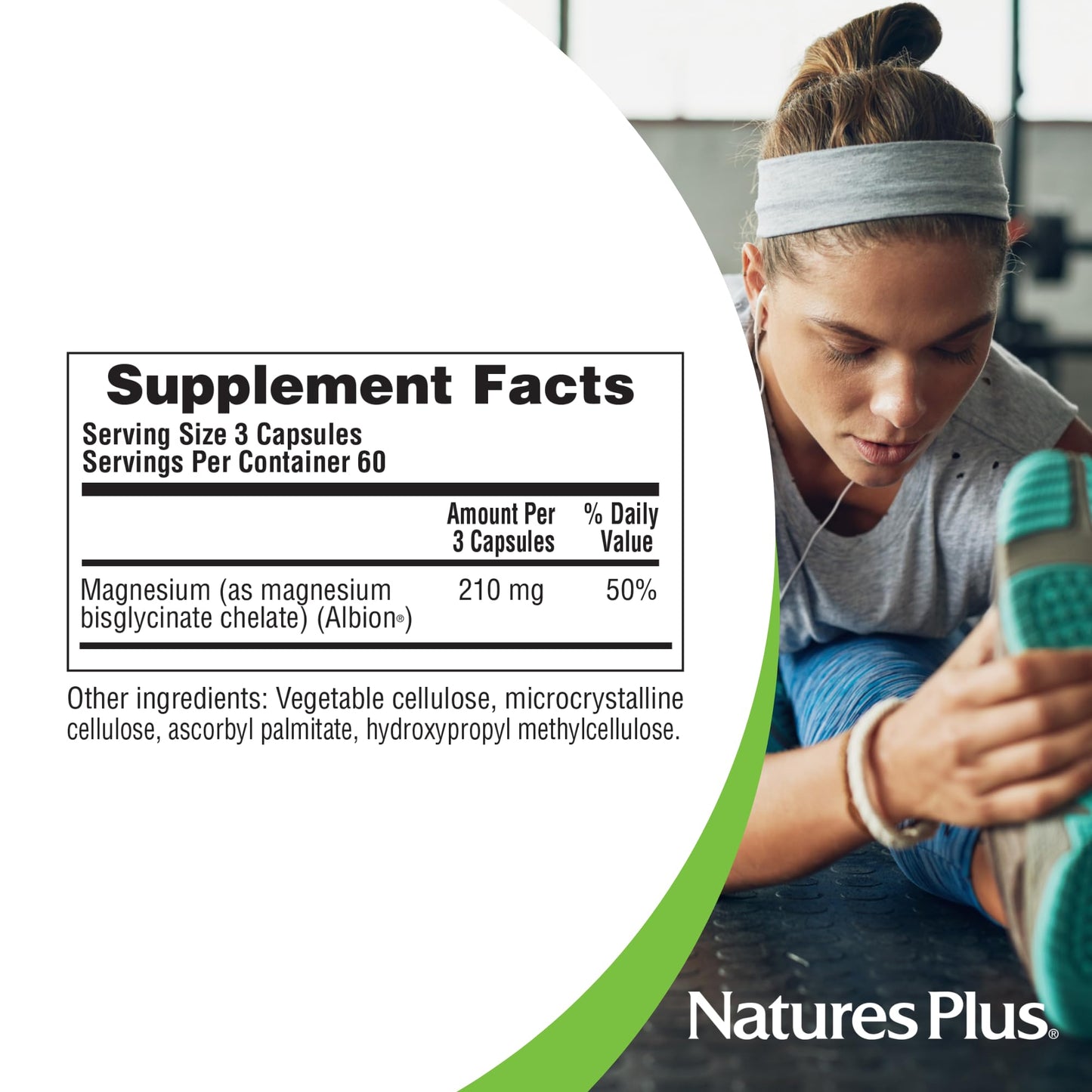 NaturesPlus KalmAssure Magnesium Bisglycinate Capsules, 180 Count