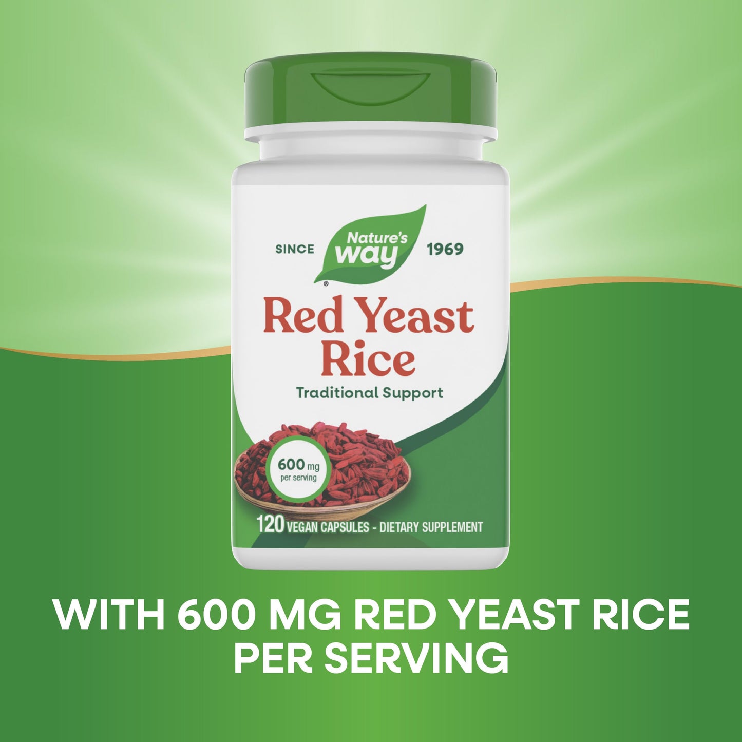 Nature's Way Red Yeast Rice 600 mg per Serving Capsule, 120 Capsules