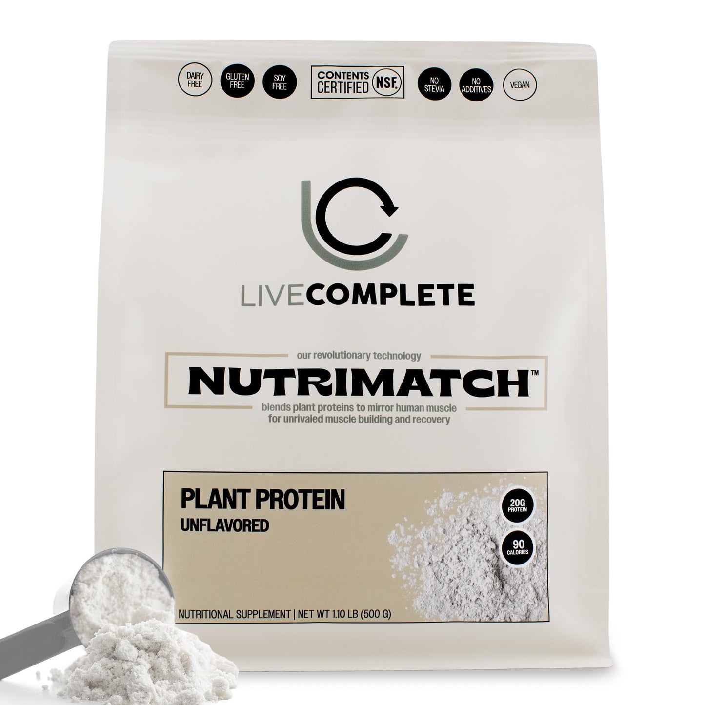 LiveComplete NutriMatch Plant Protein Powder – Unflavored, 21 Servings