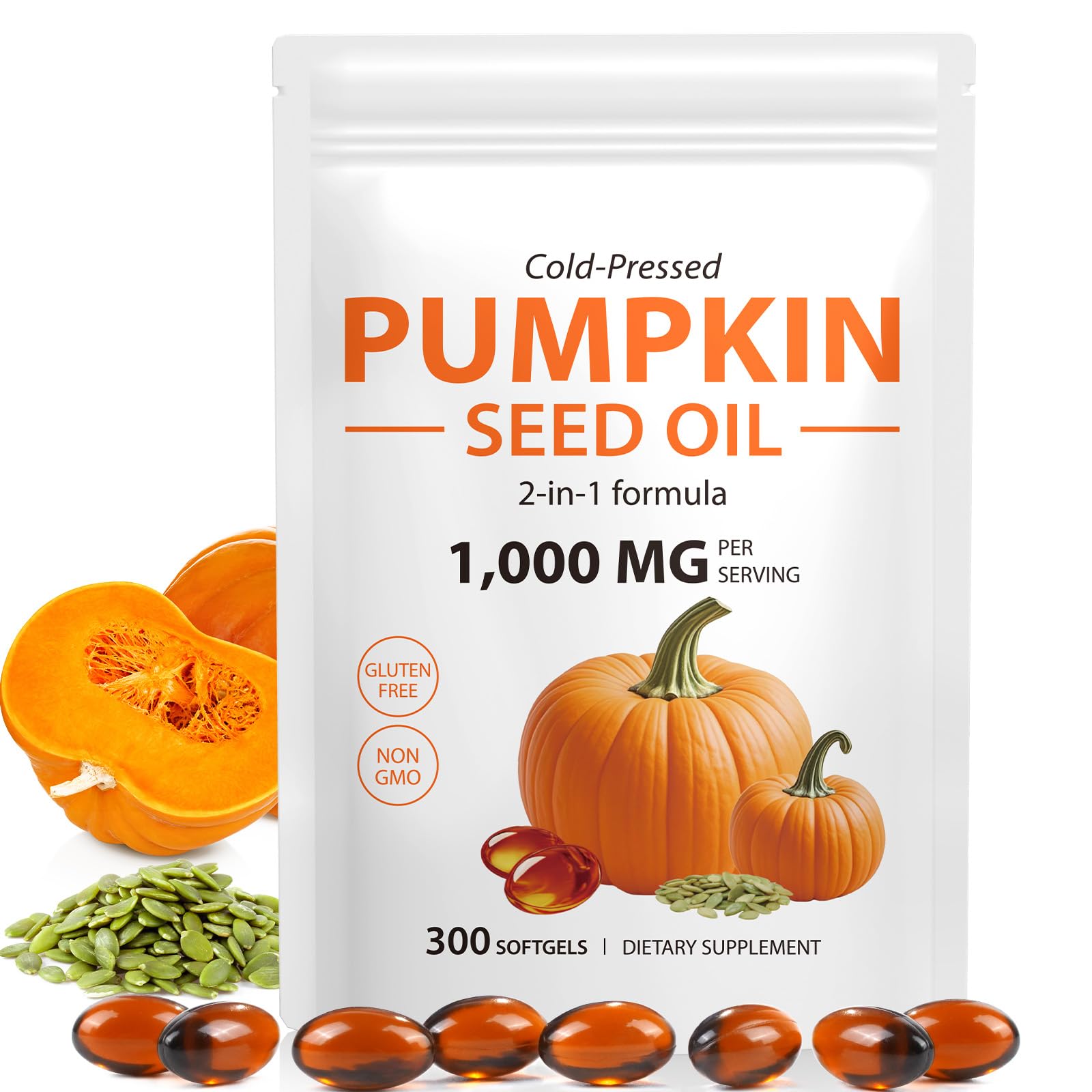 Ruduwu Pumpkin Seed Oil with Saw Palmetto Softgels 300 Count