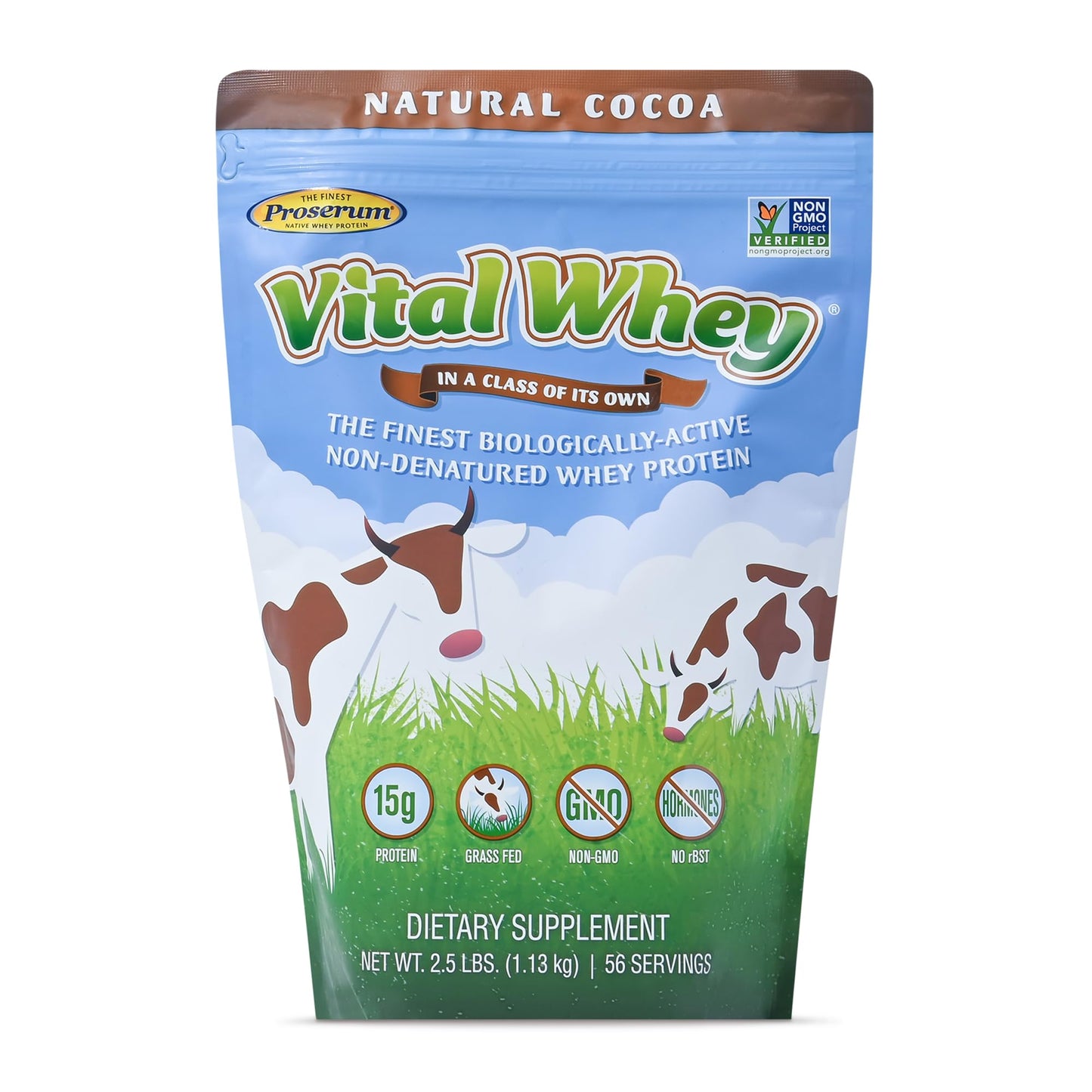 Well Wisdom Proteins Cocoa Grass-Fed Whey Protein Powder, 40 Servings