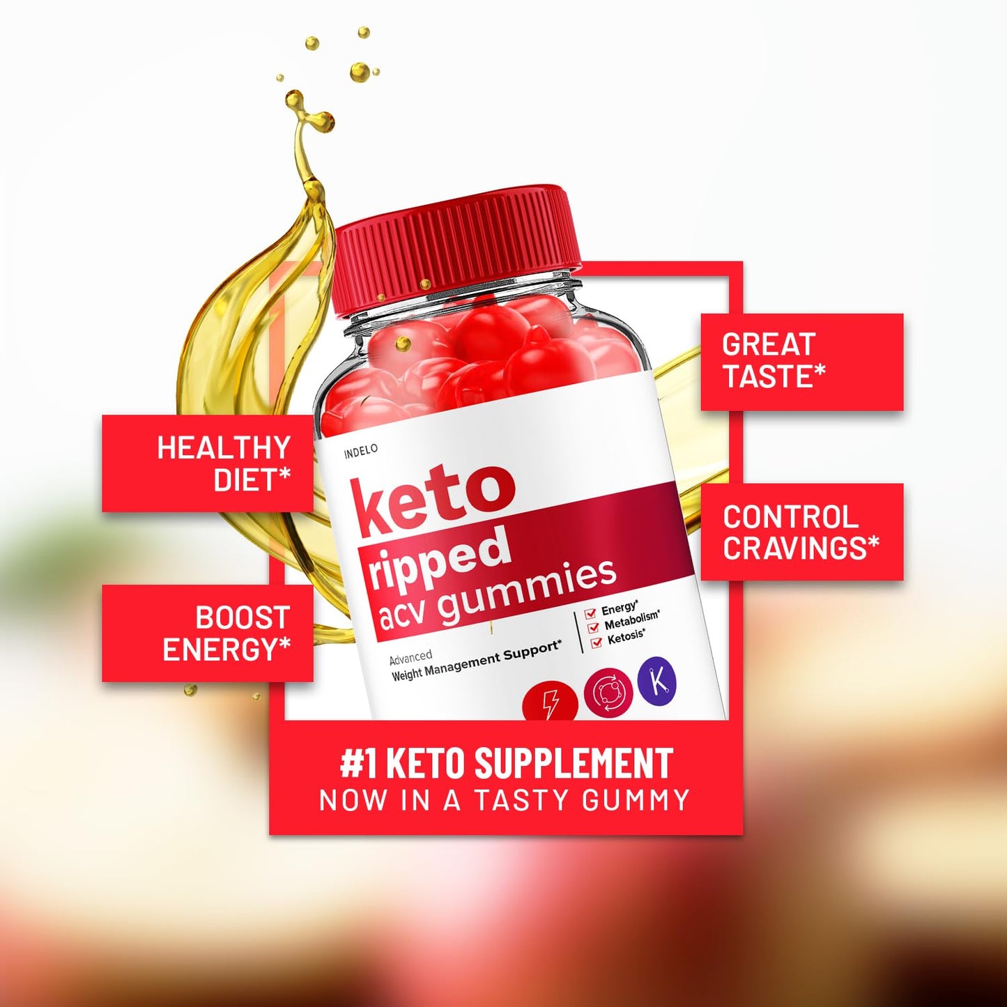 Indelo Keto Ripped ACV Gummies, 300 Gummies