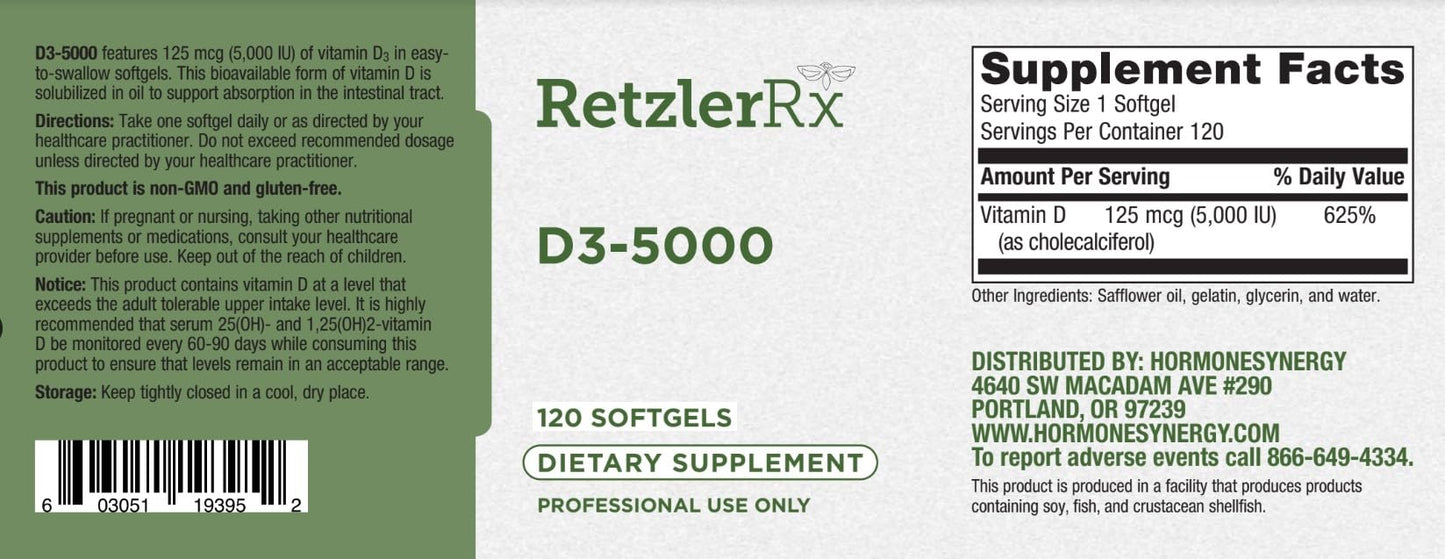 HormoneSynergy D3-5000 Softgels 120