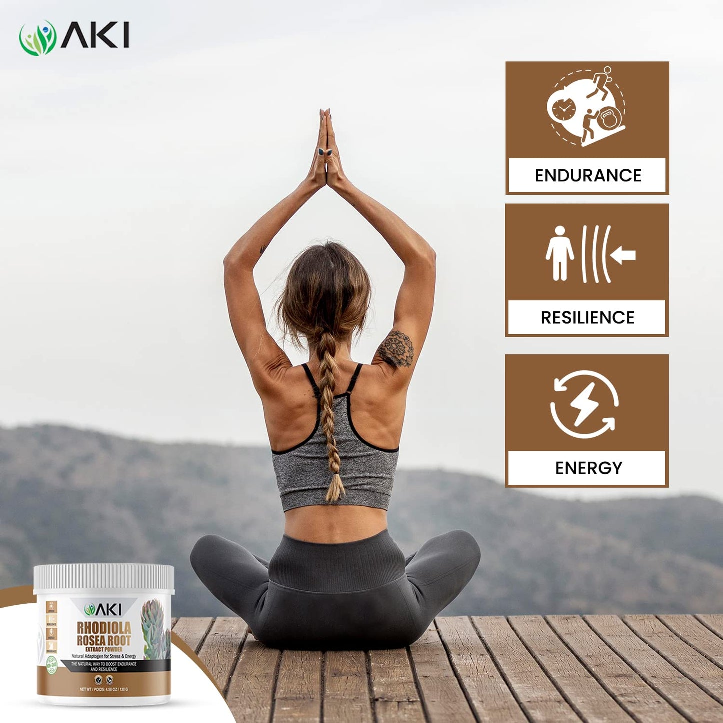AKI ORGANIC Rhodiola Rosea Root Powder 4.59 Ounce
