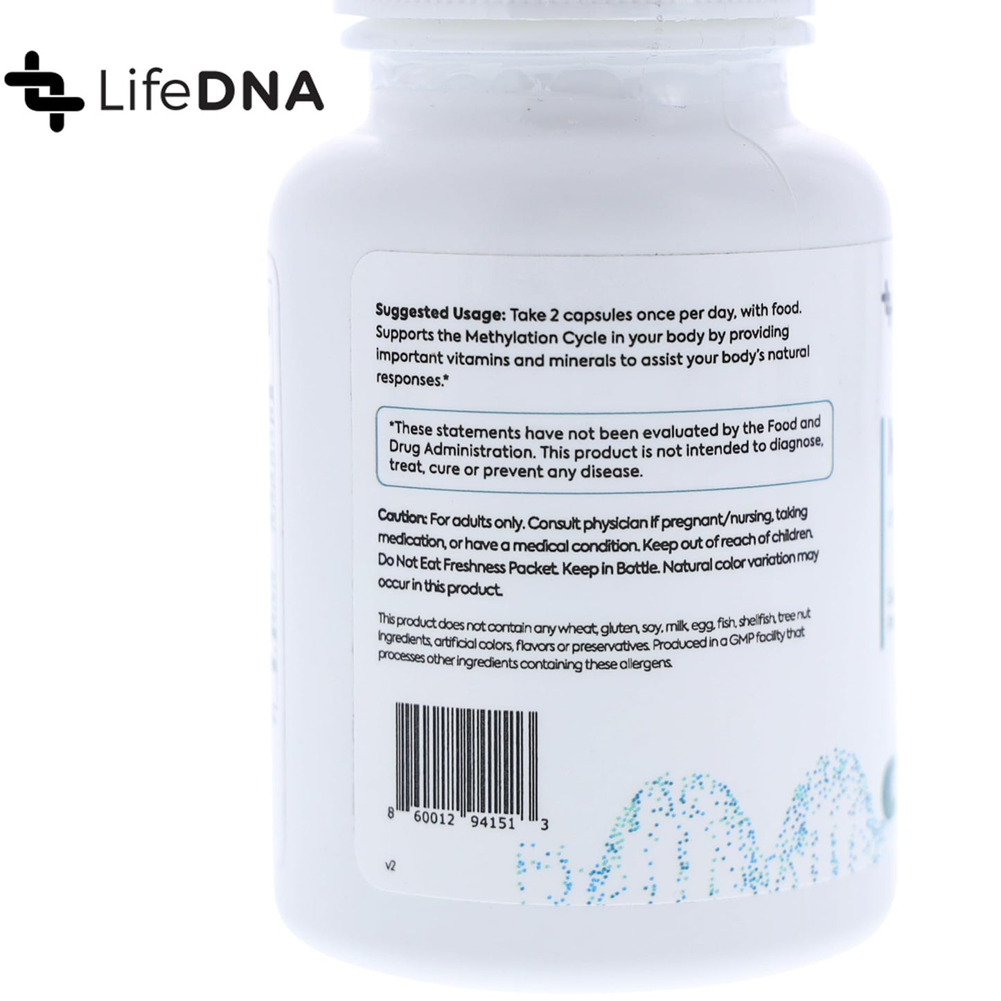 LIFEDNA Methylated Multivitamin Complex with Methylfolate 180 Capsules