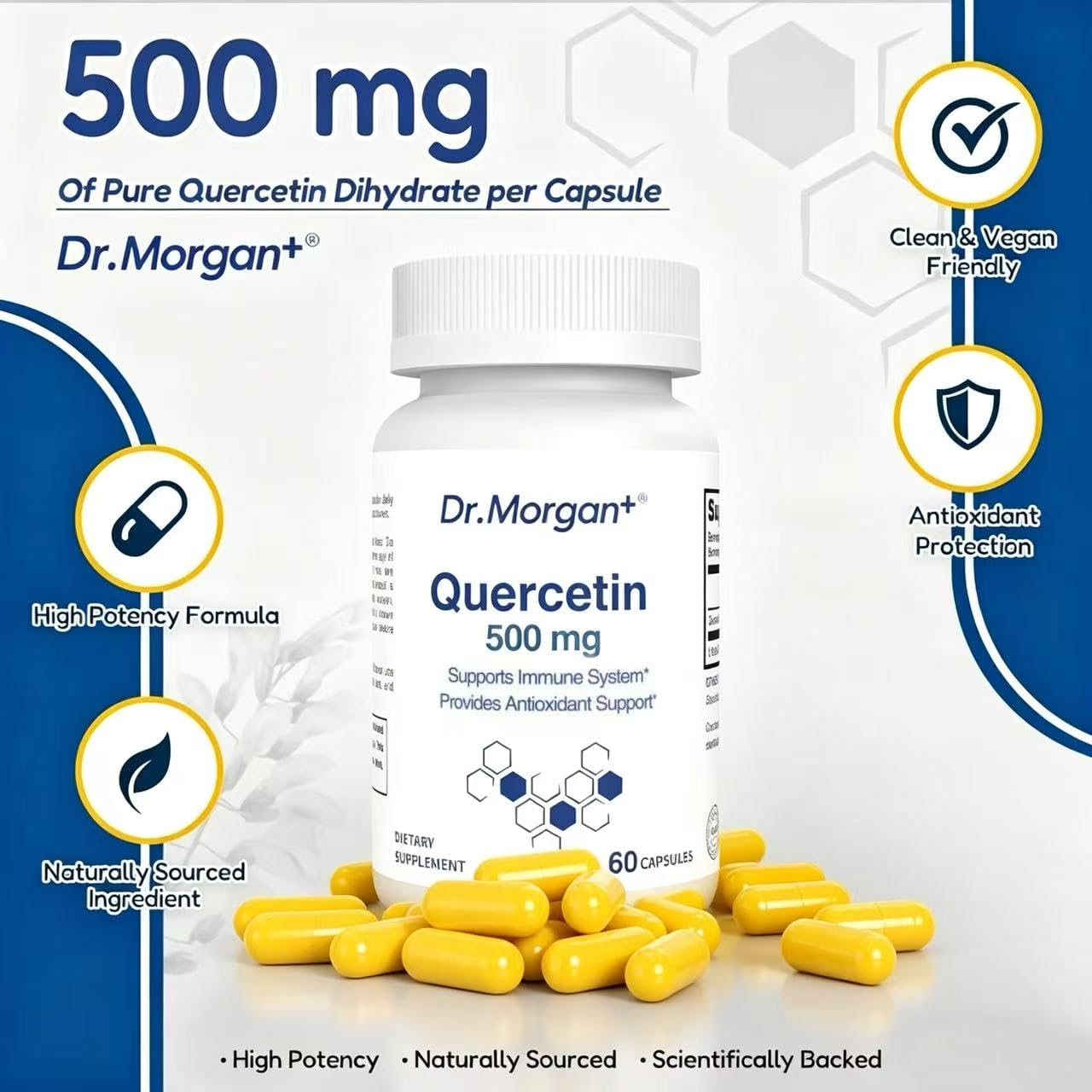 DR.MORGAN Quercetin 500mg Capsule, 60 Count