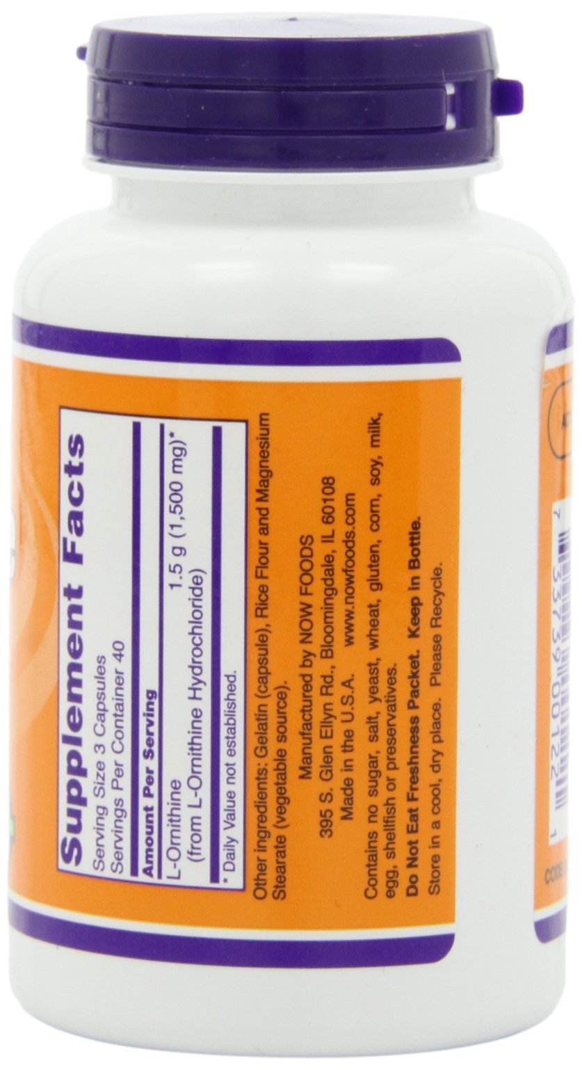 NOW Foods L-Ornithine 500 mg Capsule, 120