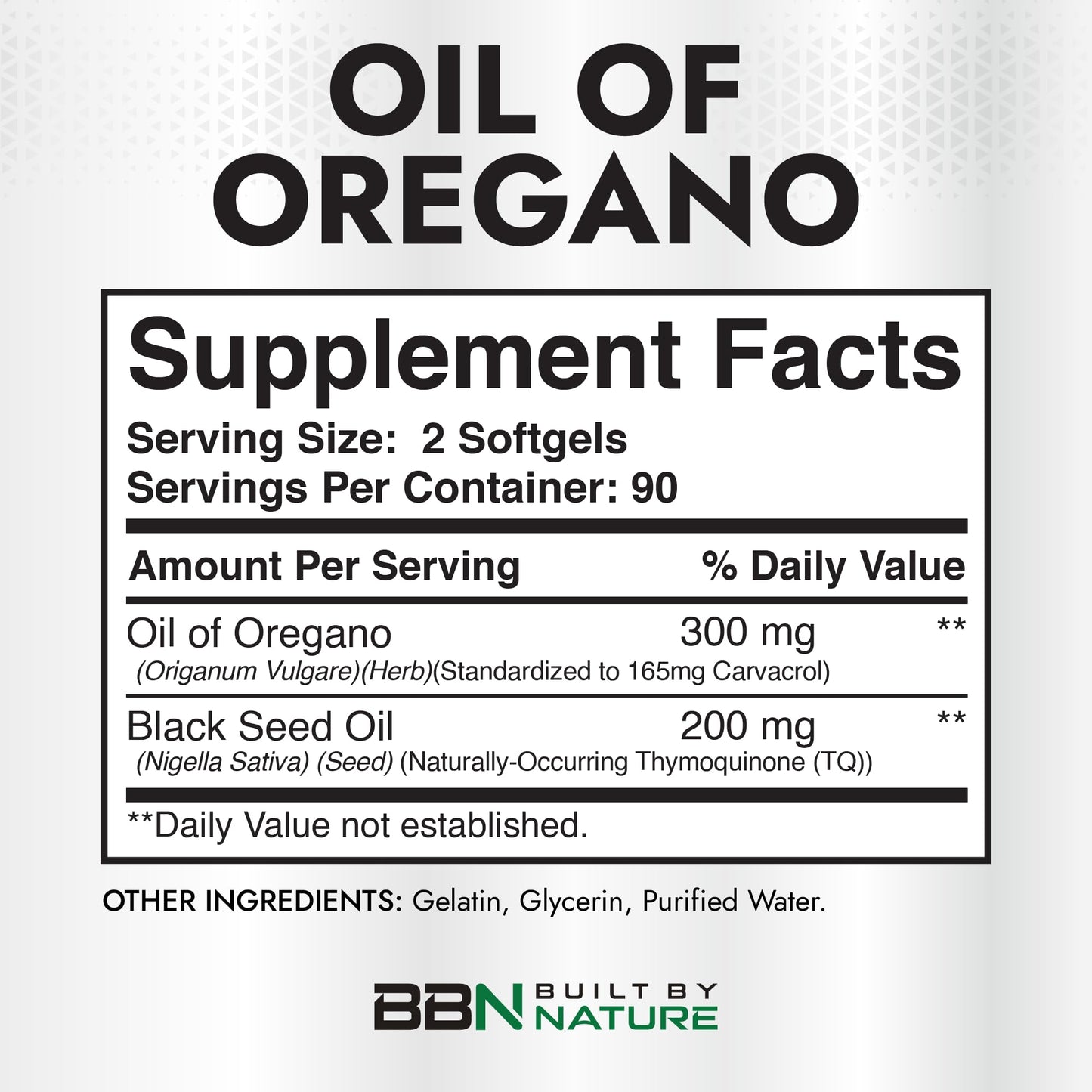 Built by Nature Oil of Oregano with Black Seed Oil Softgels, 180 Count