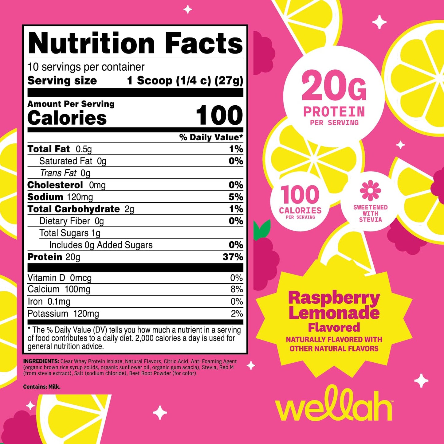 Wellah Clear Whey Protein Isolate Powder 9.8 Ounce