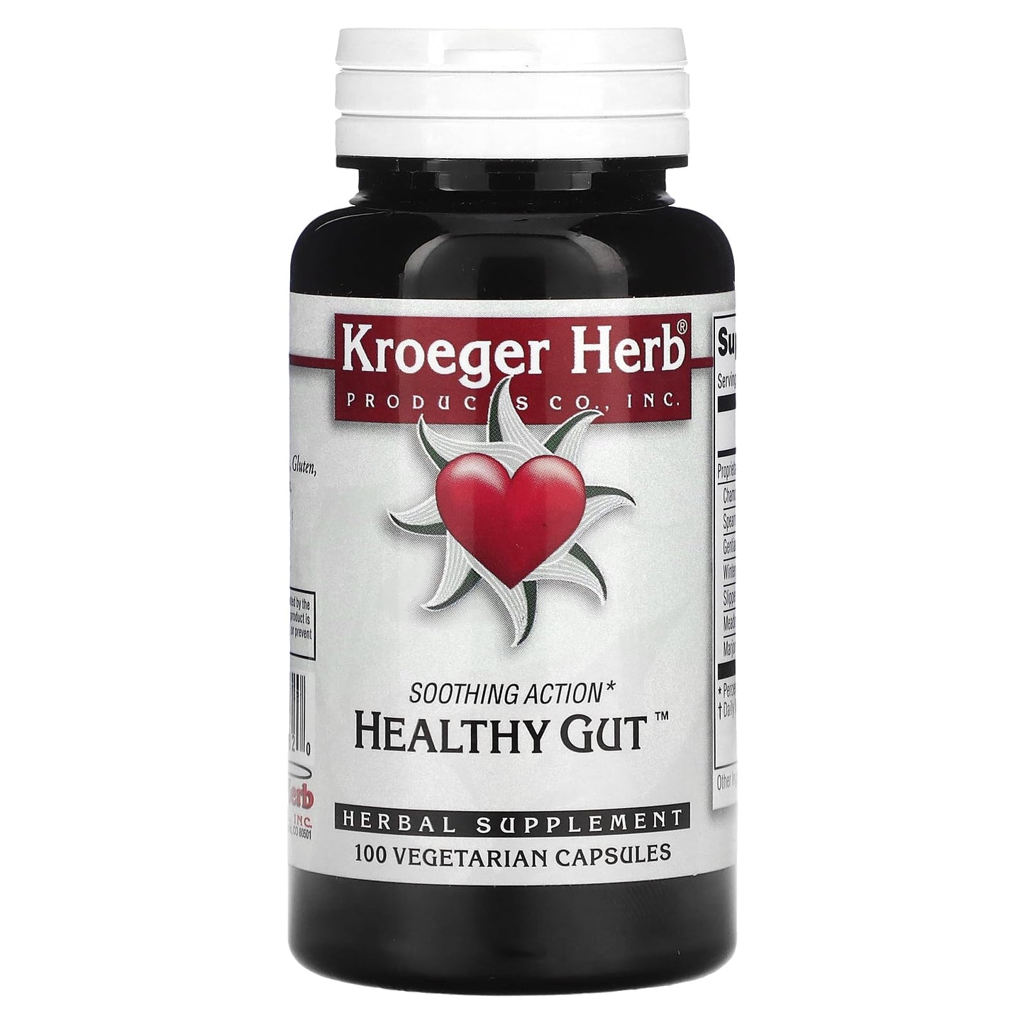 Kroeger Herb Products Healthy Gut Vegetarian Capsules, 100 Count