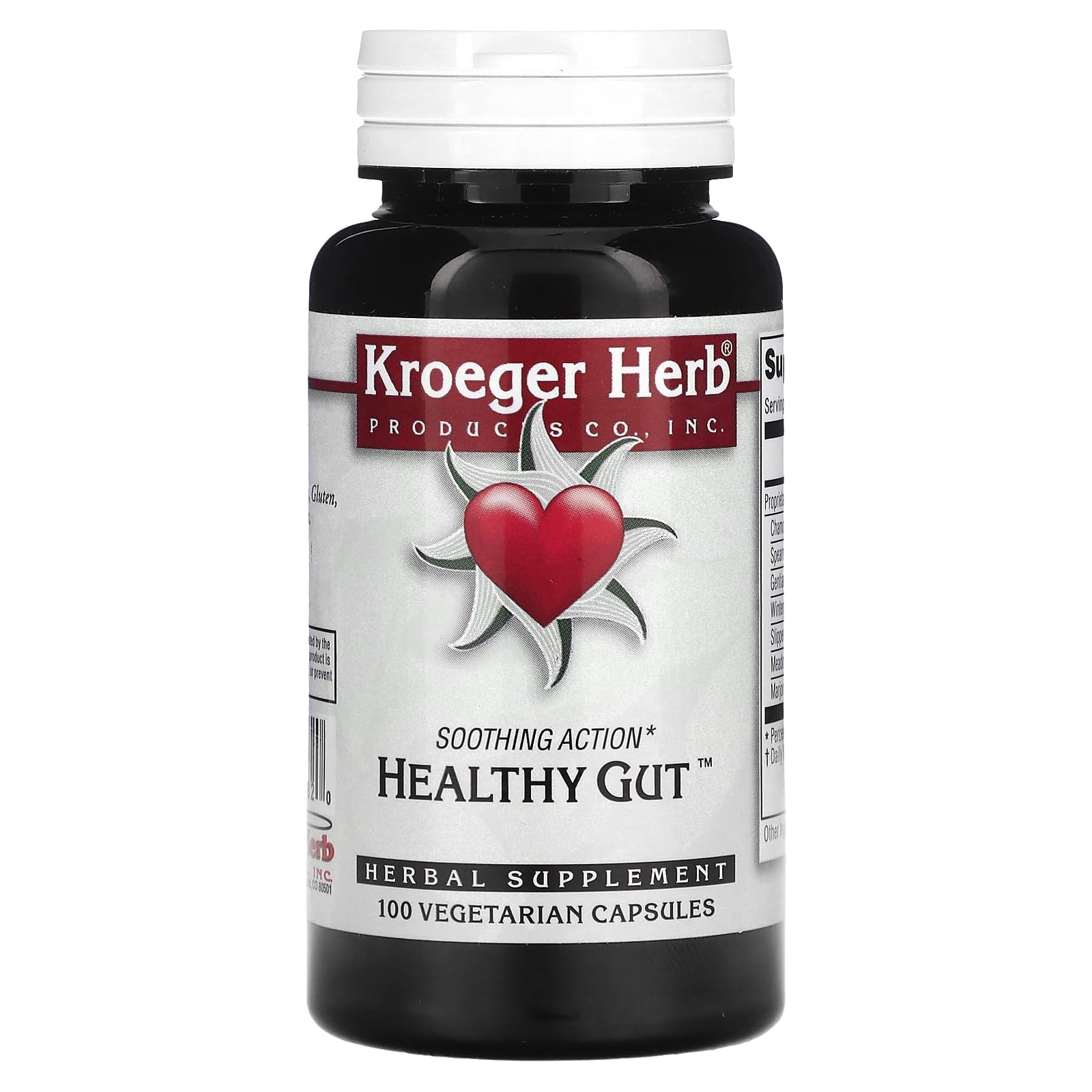 Kroeger Herb Products Healthy Gut Vegetarian Capsules, 100 Count