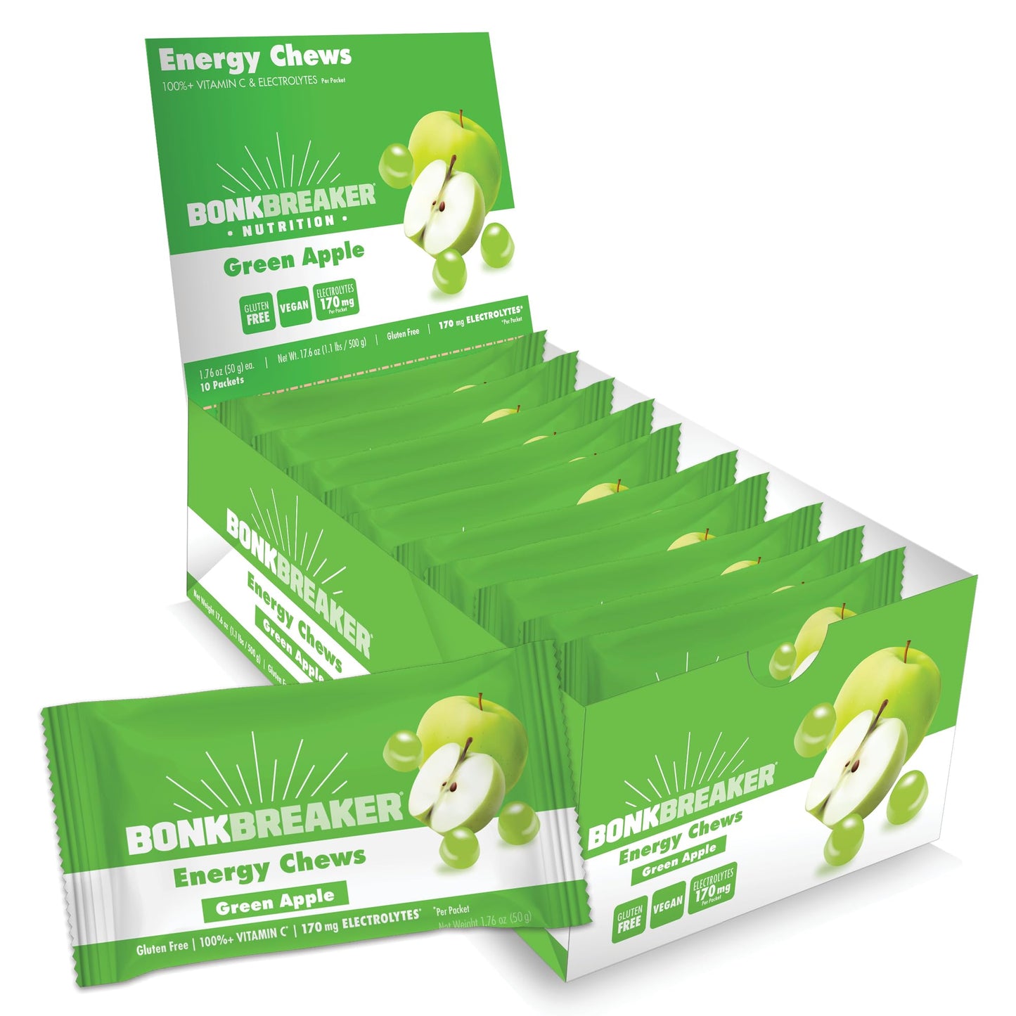 Bonk Breaker Energy Chews Green Apple 10 Packets