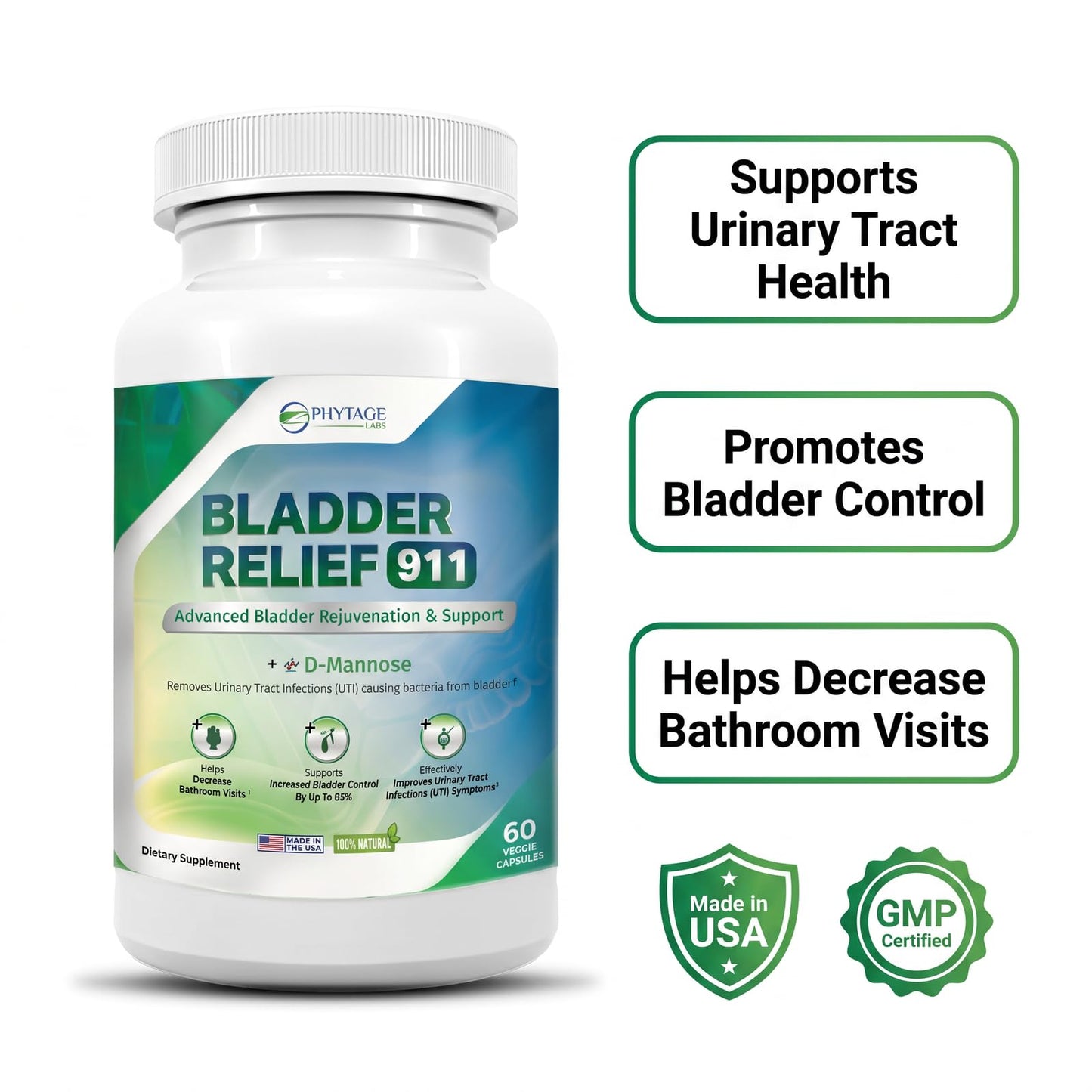 Phytage Labs Bladder Relief 911 Capsules, 60 Count