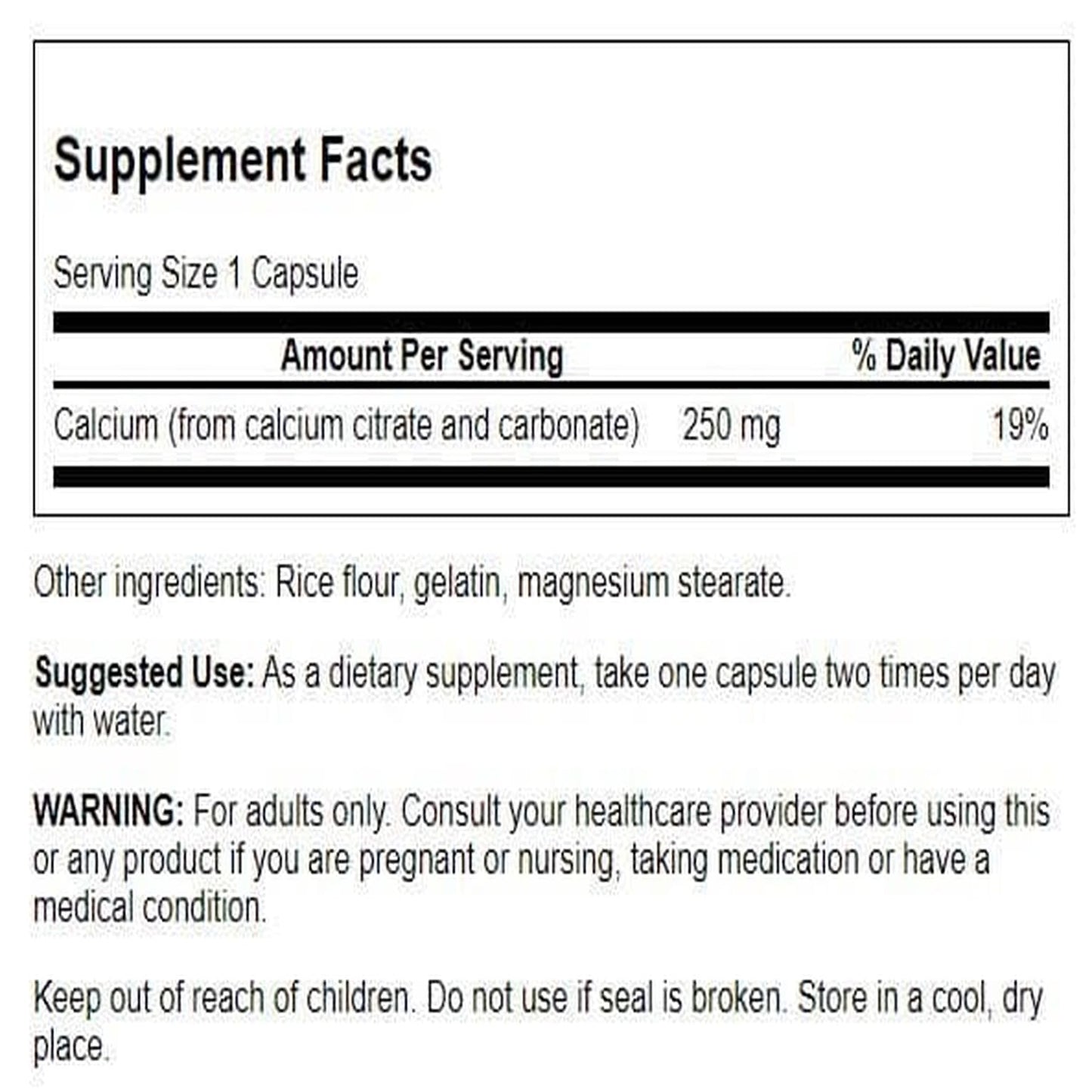 Swanson Calcium Citrate Complex Capsules 100 Count
