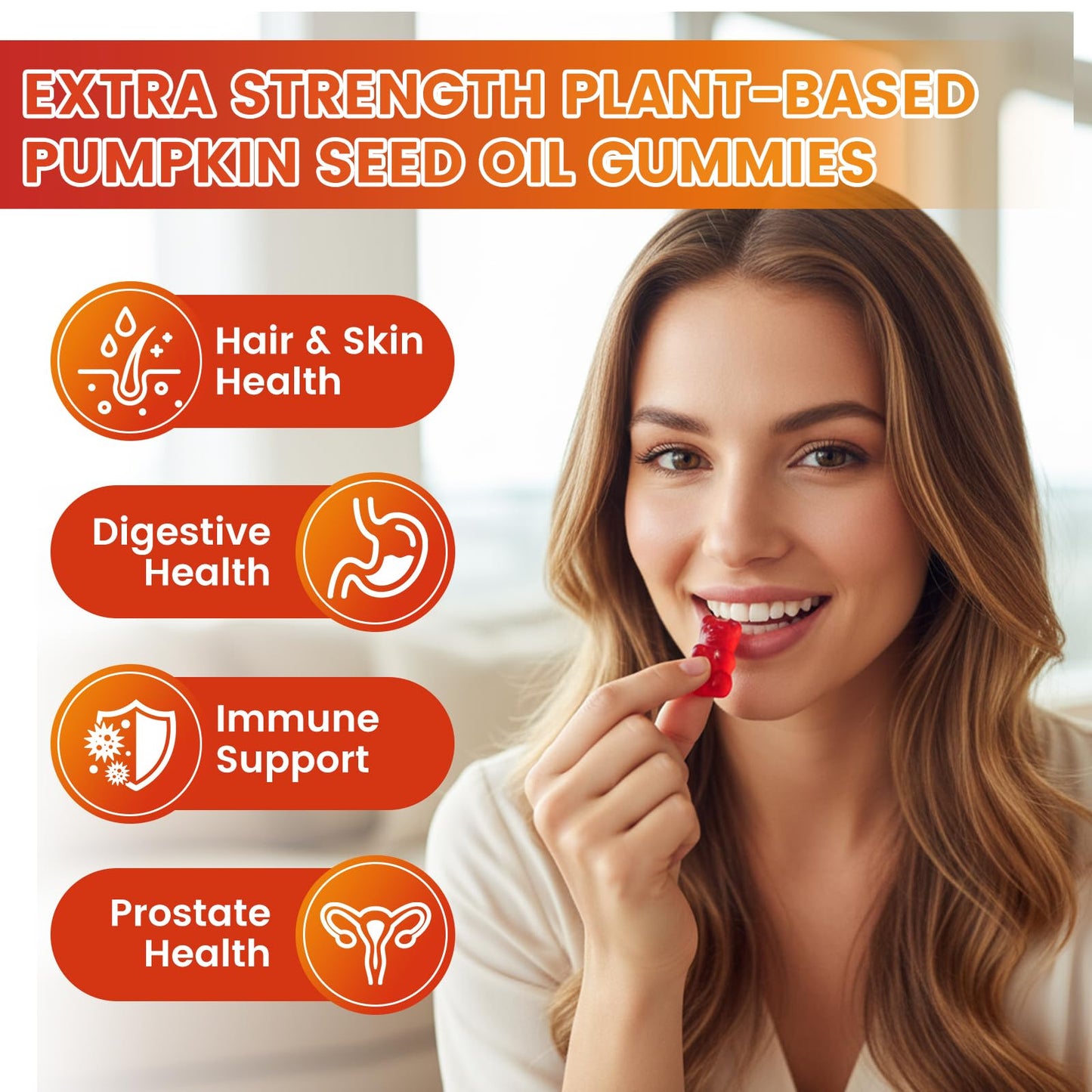 Saajoor Organic Pumpkin Seed Oil Gummies with Saw Palmetto for Hair Growth & Skin Health, 2 Pack