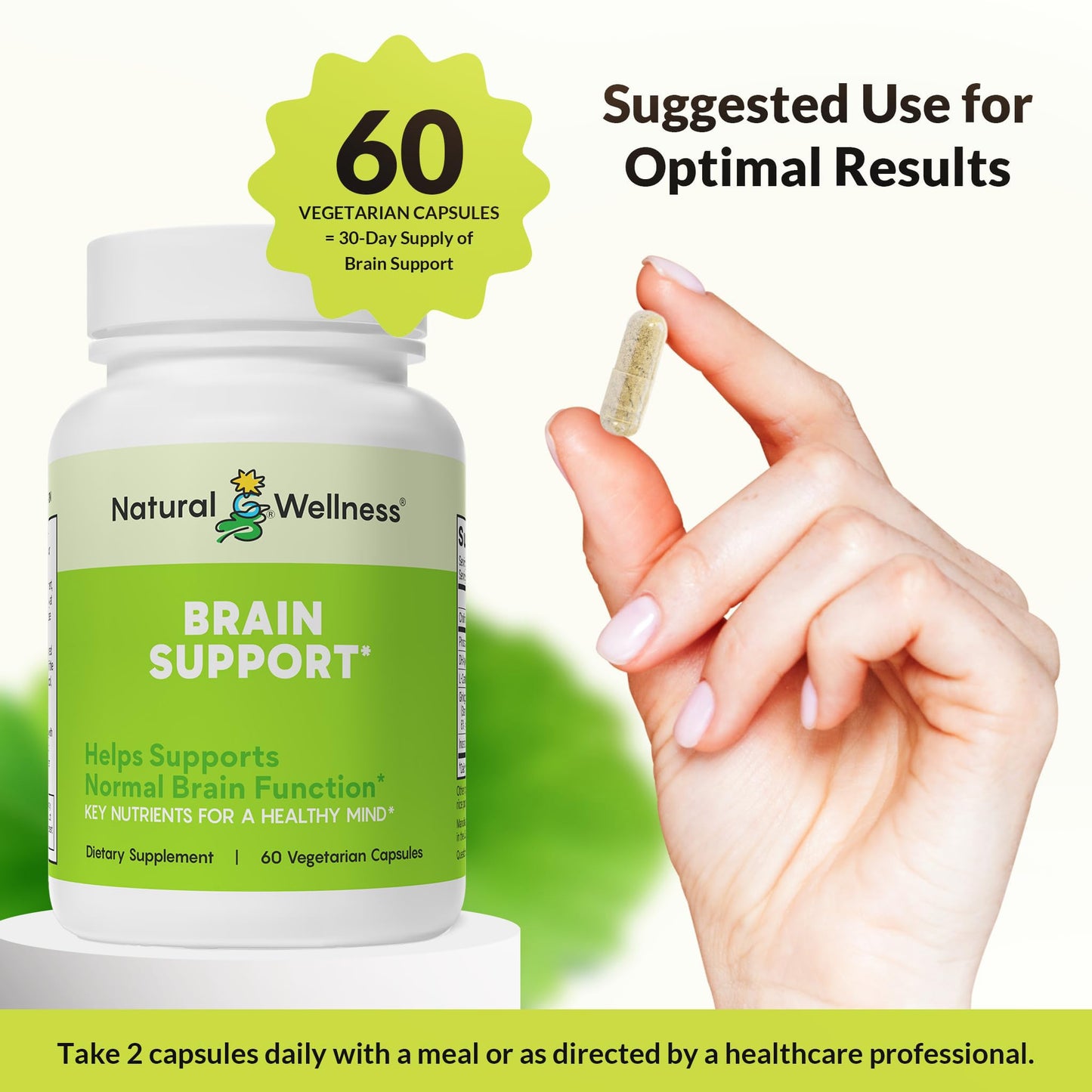 Natural Wellness Brain Support Cognitive Supplement, 1 Capsule