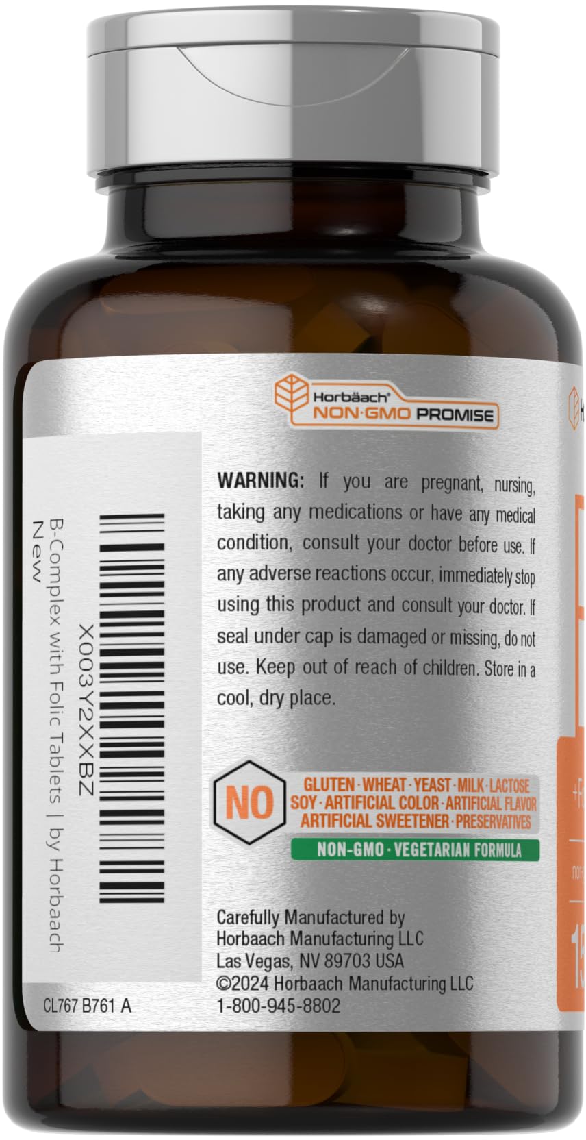 Horbäach B Complex Vitamins for Women and Men Caplets 150