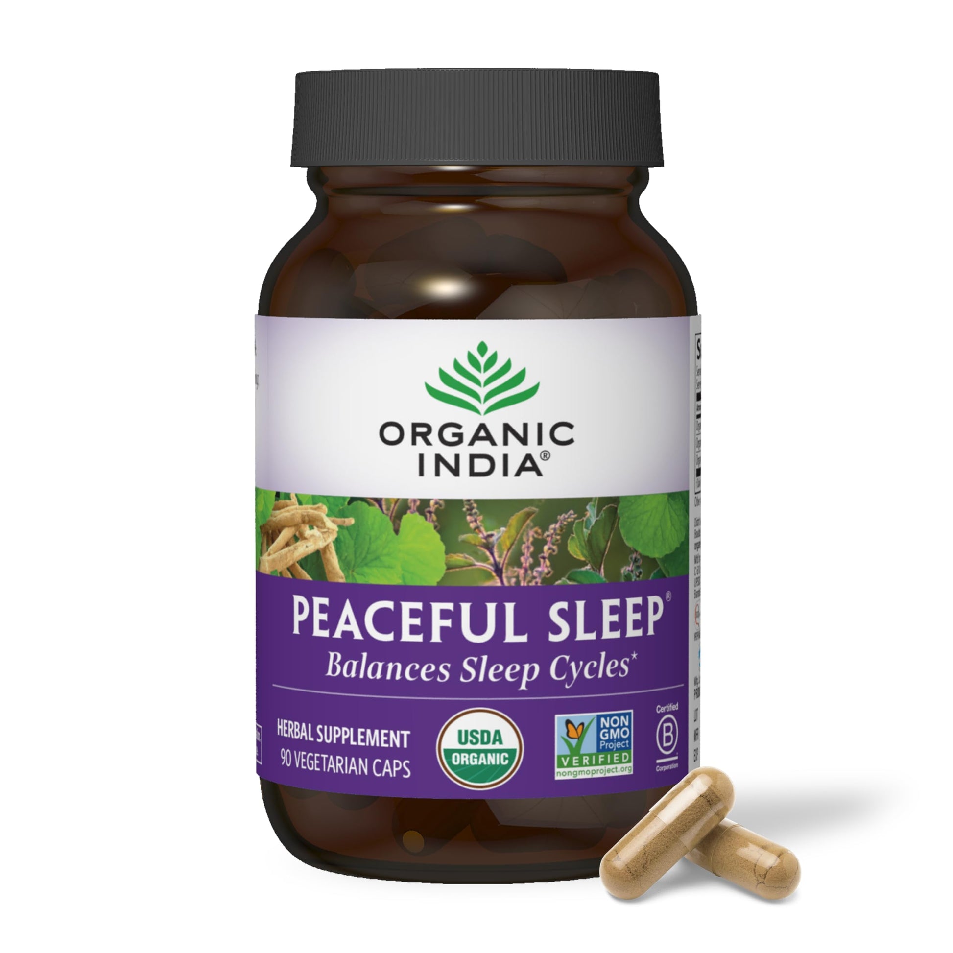 ORGANIC INDIA Peaceful Sleep Herbal Supplement 90 Capsules
