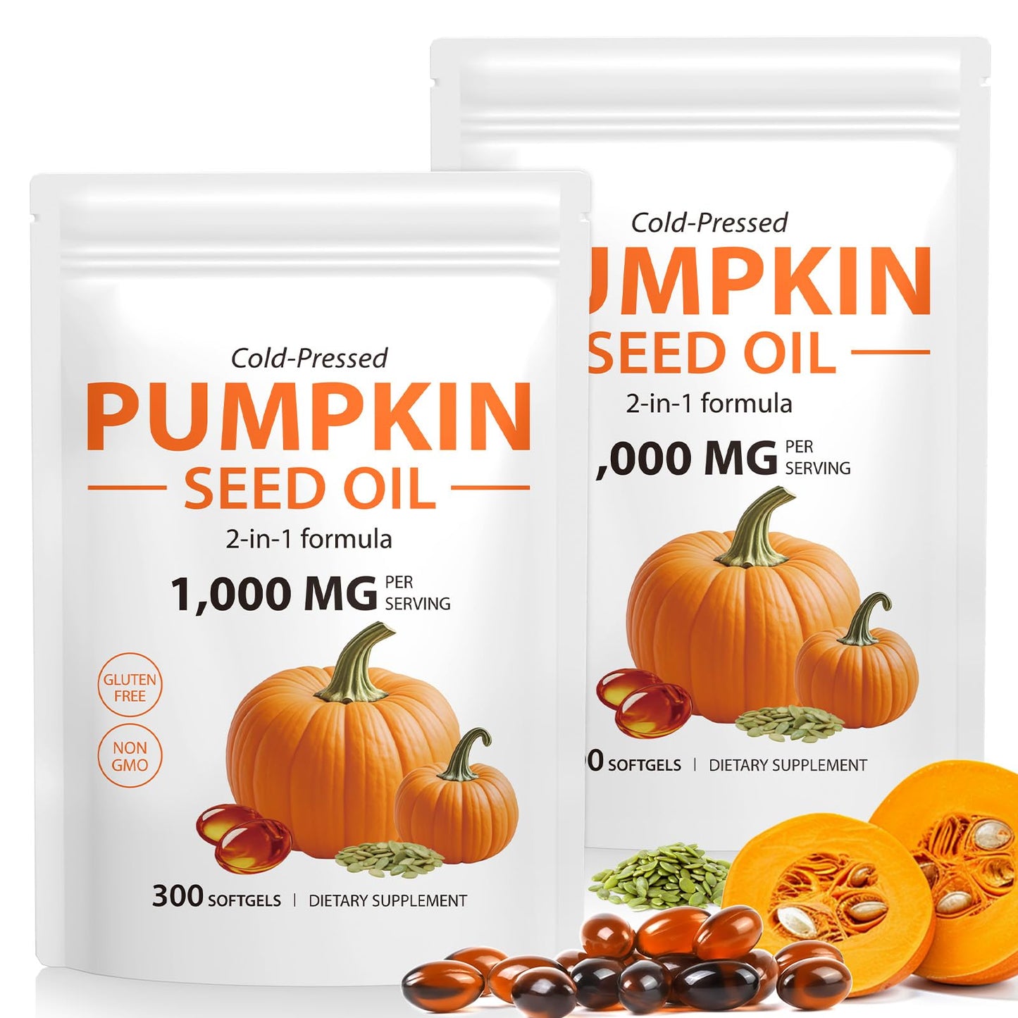 WHLH & WELL-BEING Pumpkin Seed Oil Capsules 600 Count