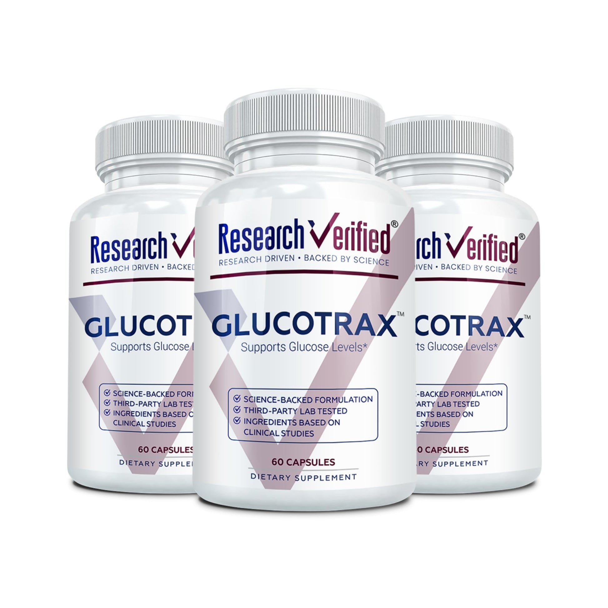 Research Verified Glucotrax - Berberine, Chromium Picolinate, Cinnamon, Gymnema 180 Capsules