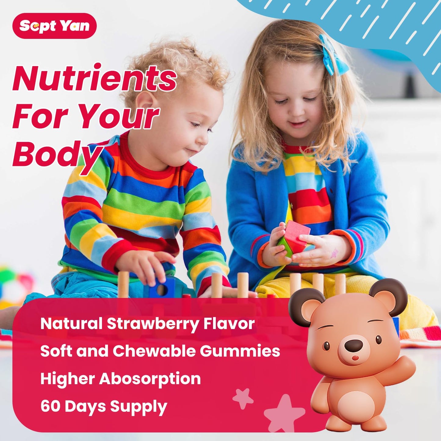 SEPT YAN Magnesium Gummies for Kids Gummy 120 Count