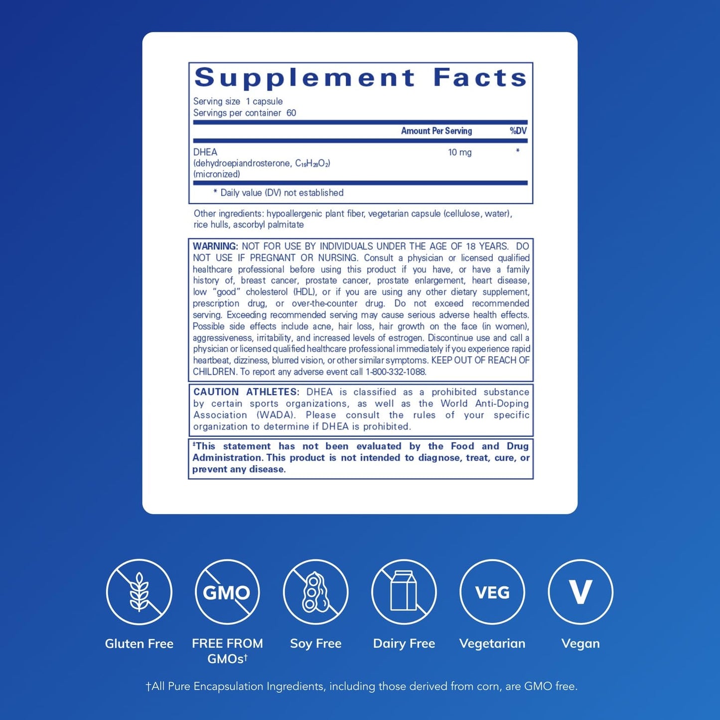 Pure Encapsulations DHEA 10 mg Capsule, 60 Capsules