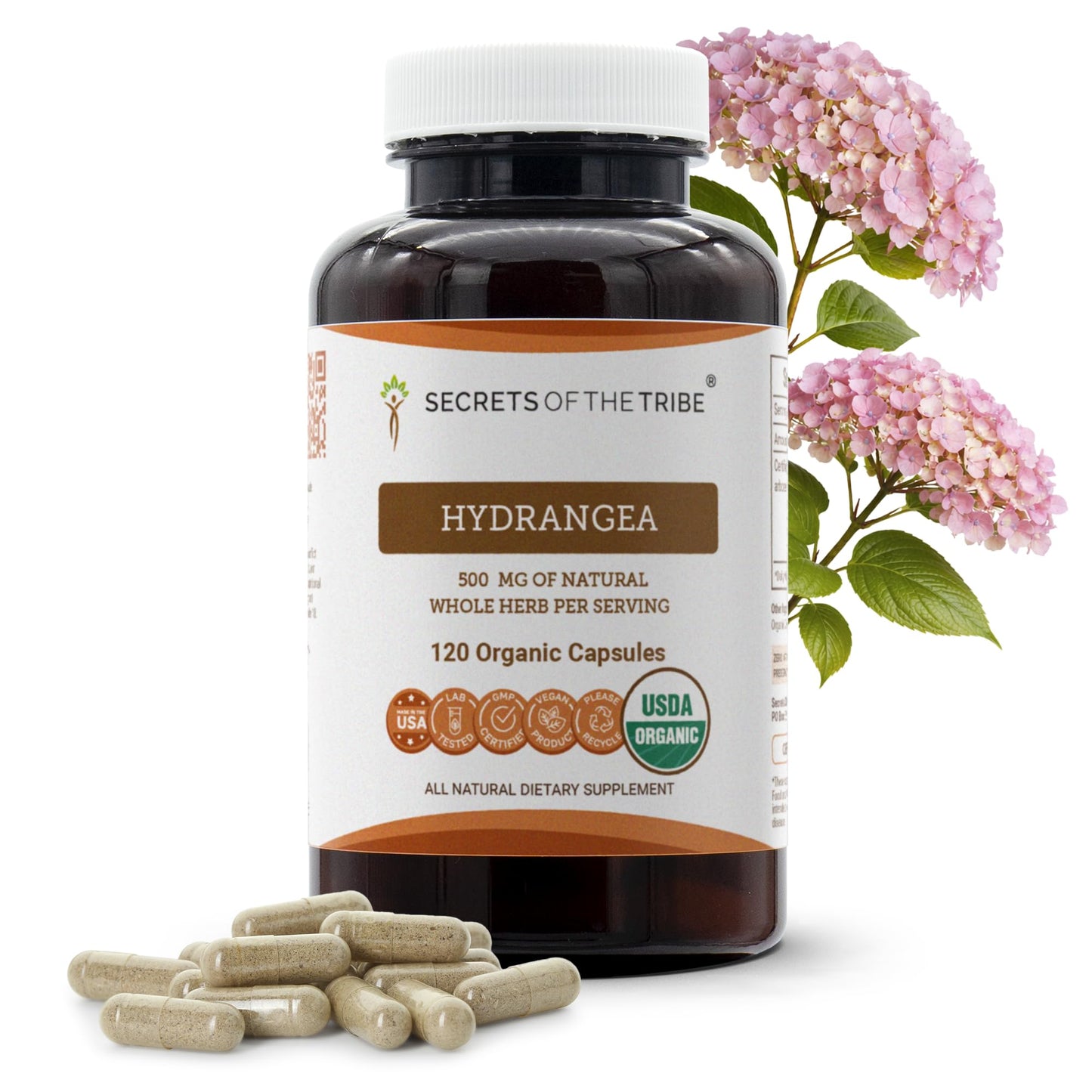 Secrets of the Tribe Hydrangea USDA Organic Capsules, 120 Count