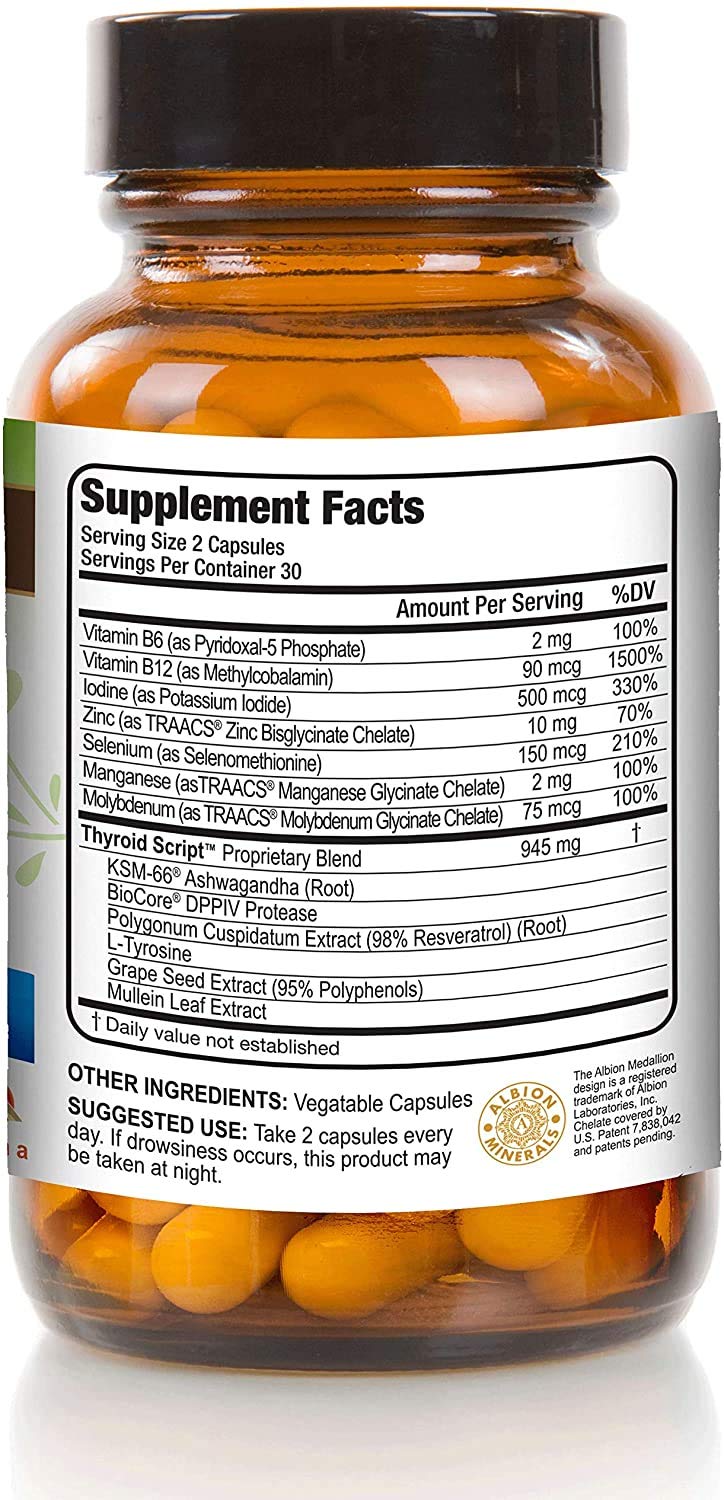 Script Essentials Thyroid Script by Suzy Cohen - Thyroid Support Supplement, 60 Capsules
