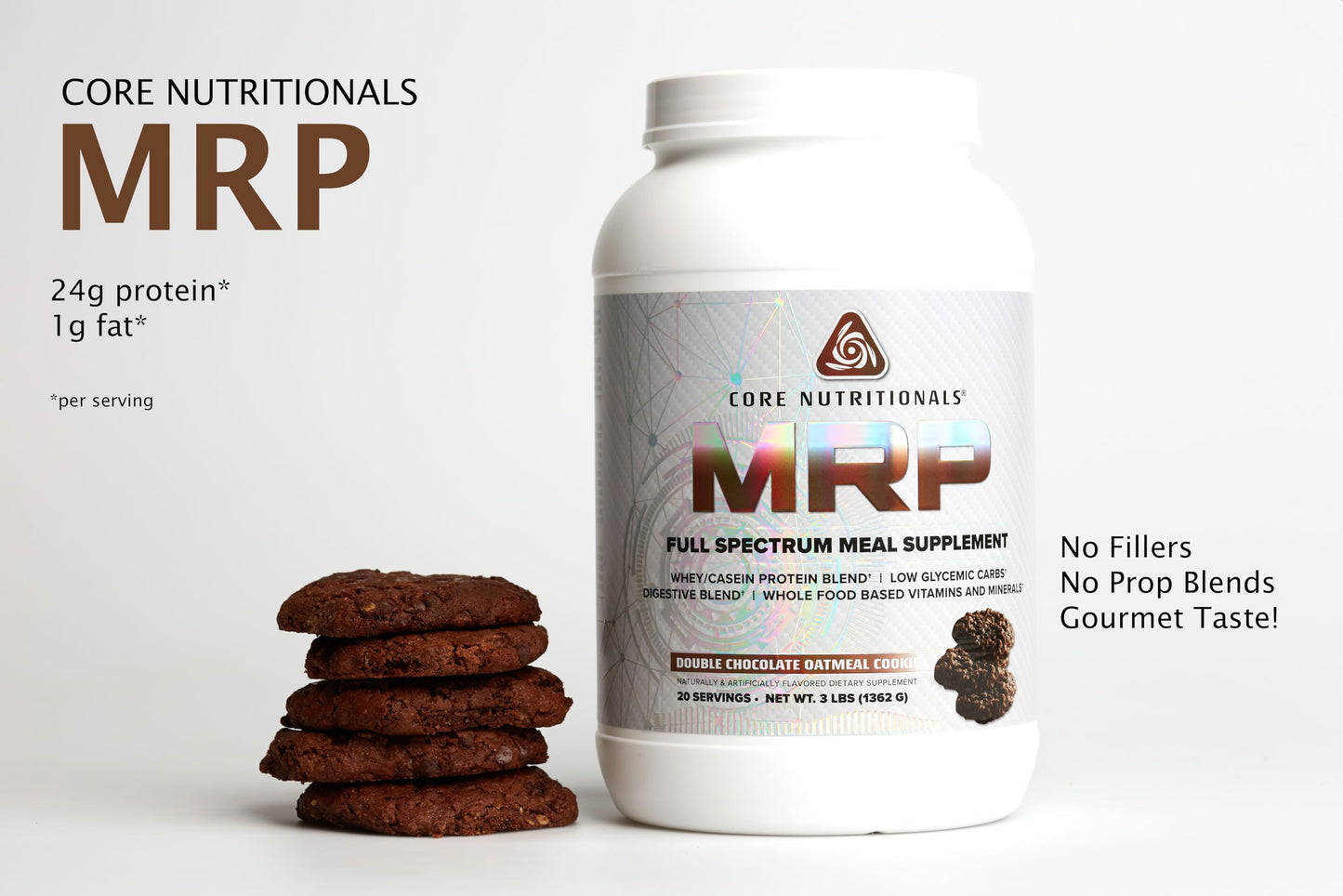 Core Nutritionals MRP Full Spectrum Meal Replacement Powder, 48 Servings, 3 lb, Double Chocolate Oatmeal Cookie