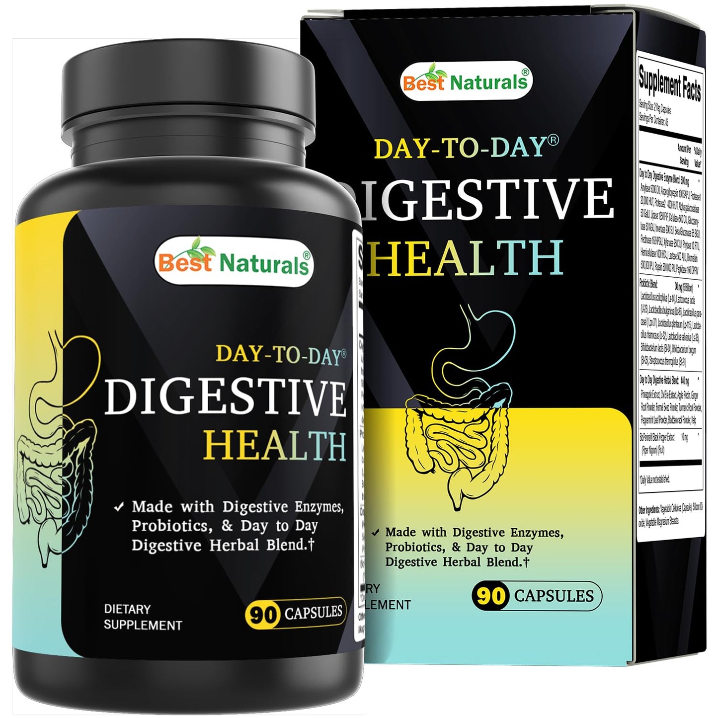 Best Naturals Day-to-Day Digestive Support Capsules, 90 Count