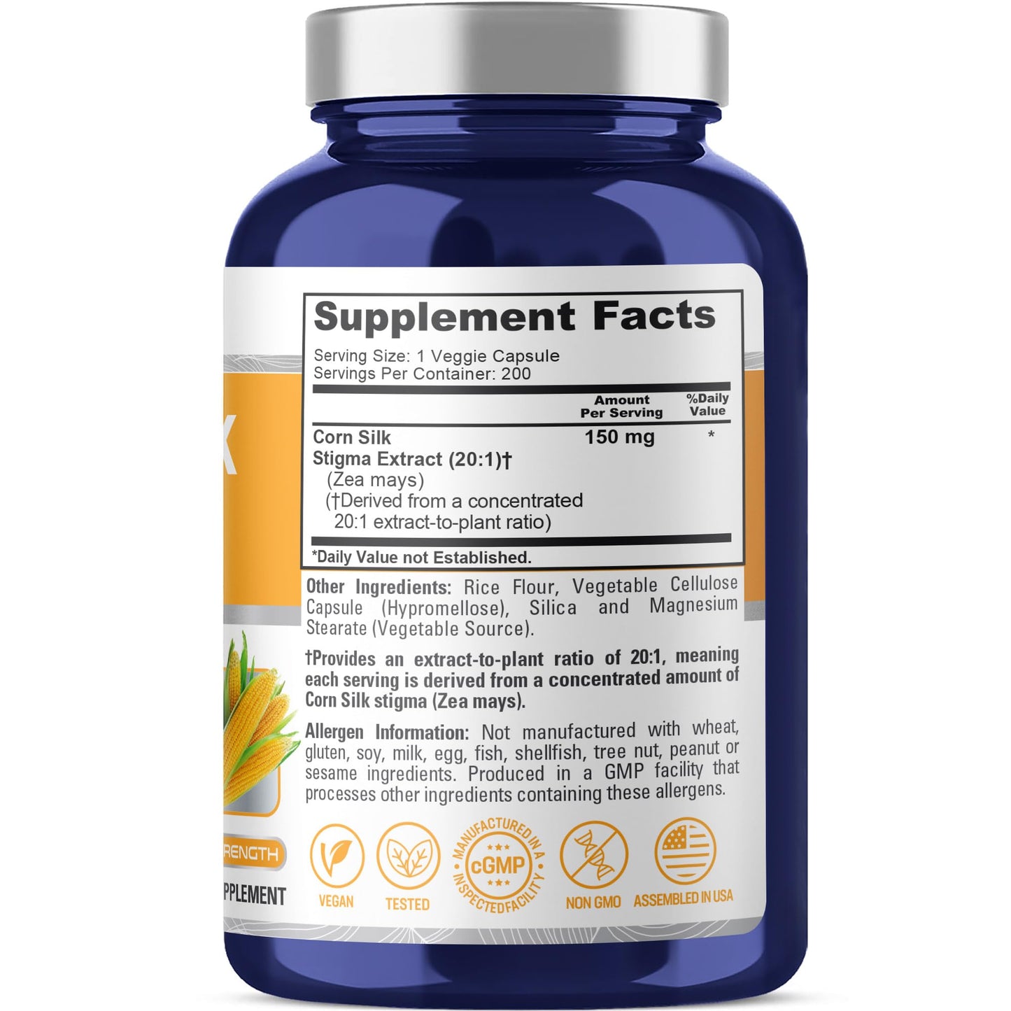 NusaPure Corn Silk Capsules 150 mg, 200 Capsules
