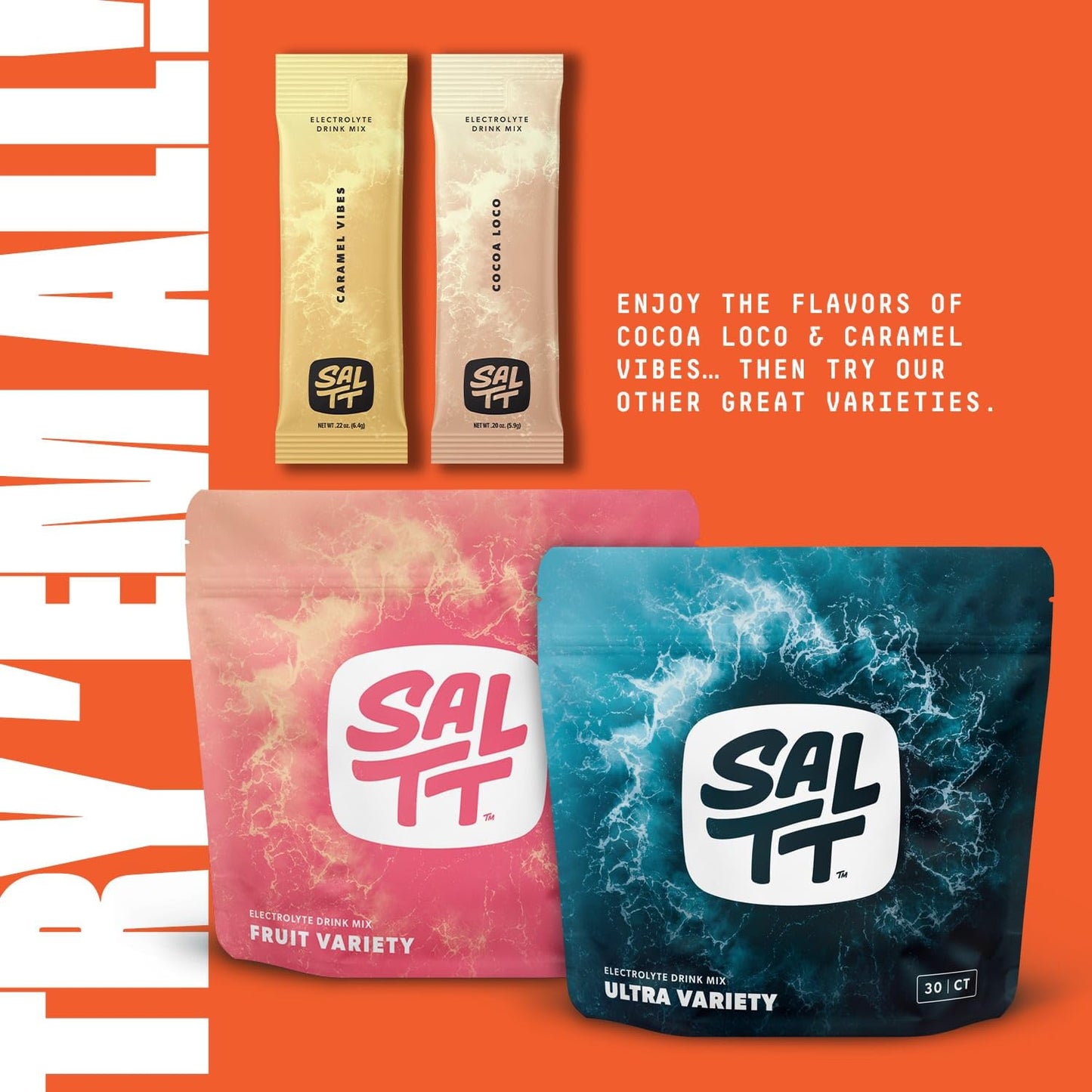 Keto Chow SALTT Electrolytes Powder Packets Cocoa Variety Pack, 30 Packets