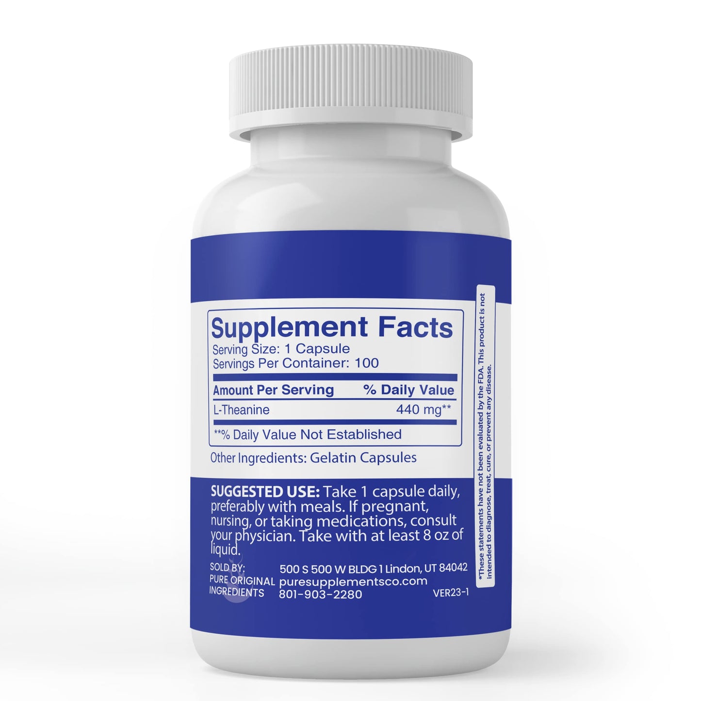 Pure Original Ingredients L-Theanine Capsules 365
