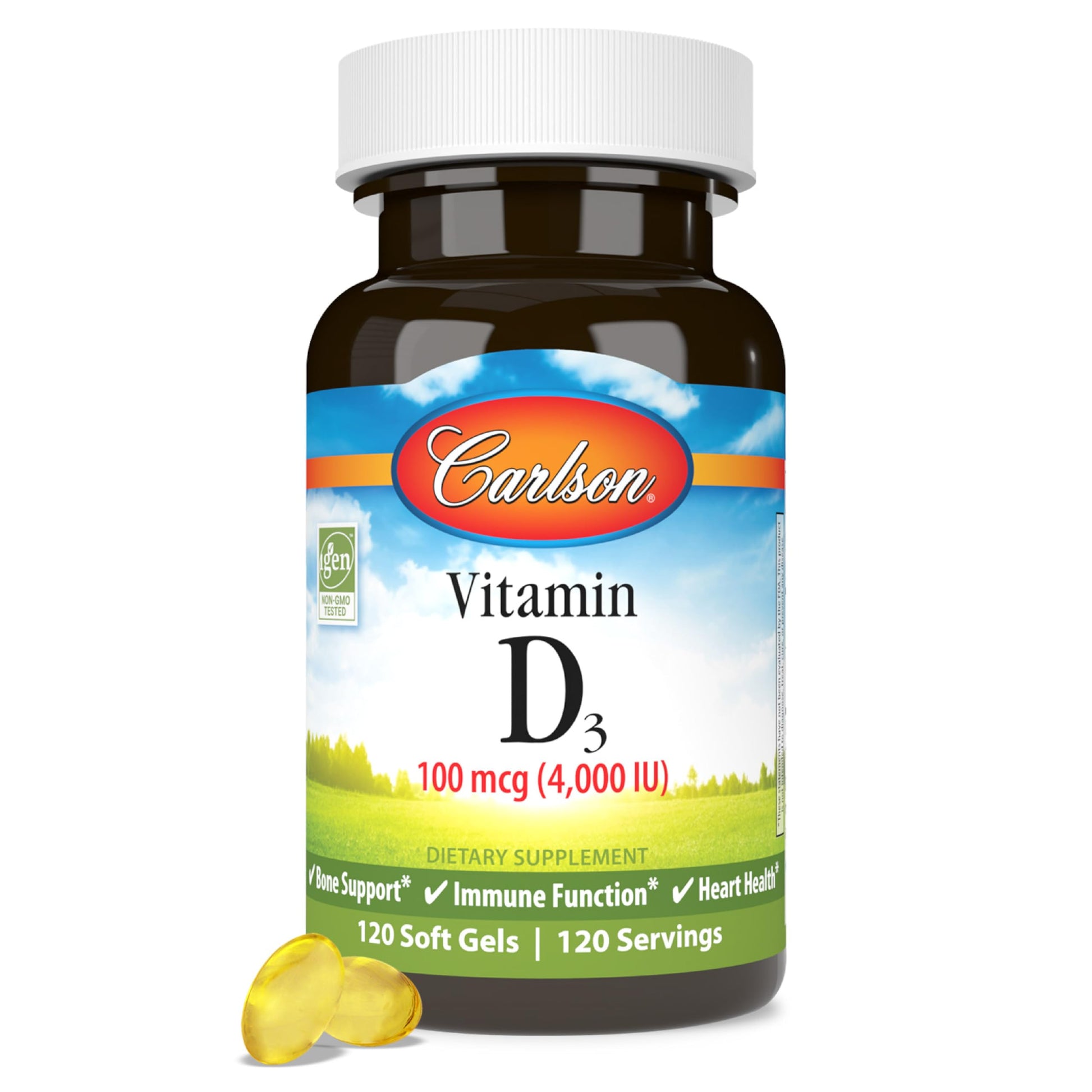 Carlson Vitamin D3 4000 IU (100 mcg) Softgels, 120 Softgels