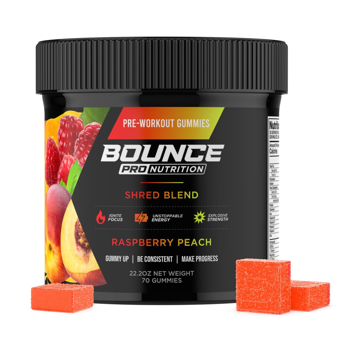 Bounce Pro Shred Blend Pre Workout Gummies, 70 Count