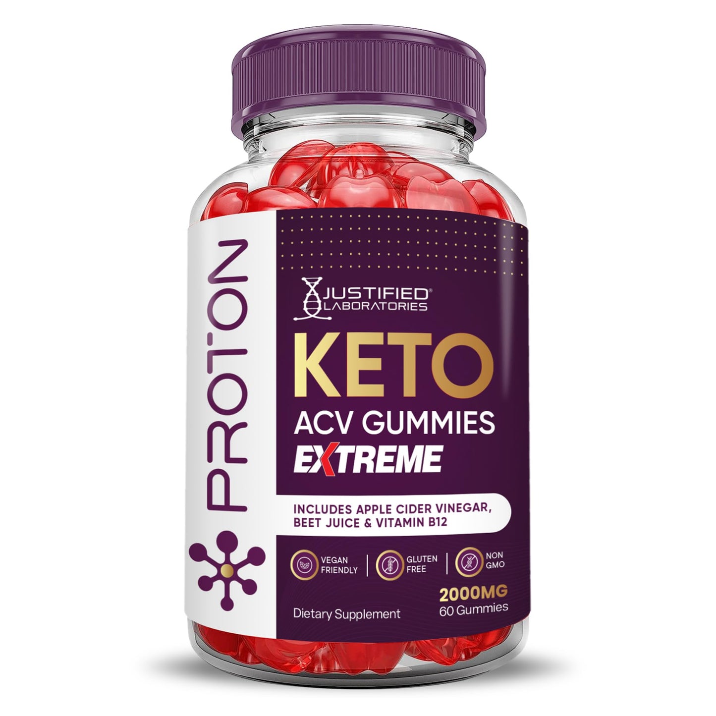 Justified Laboratories Proton Keto ACV Gummies Extreme 2000 mg, 60 Count