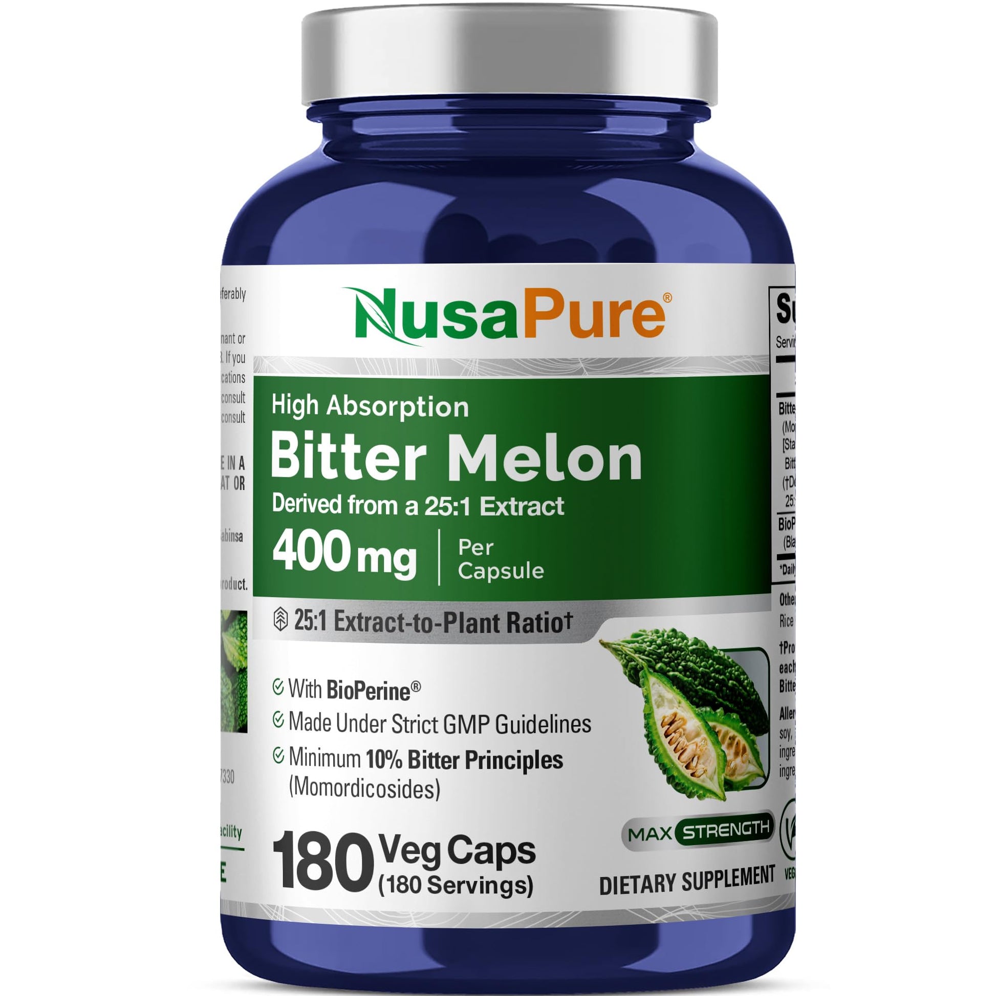 NusaPure Bitter Melon Capsule, 180 Count