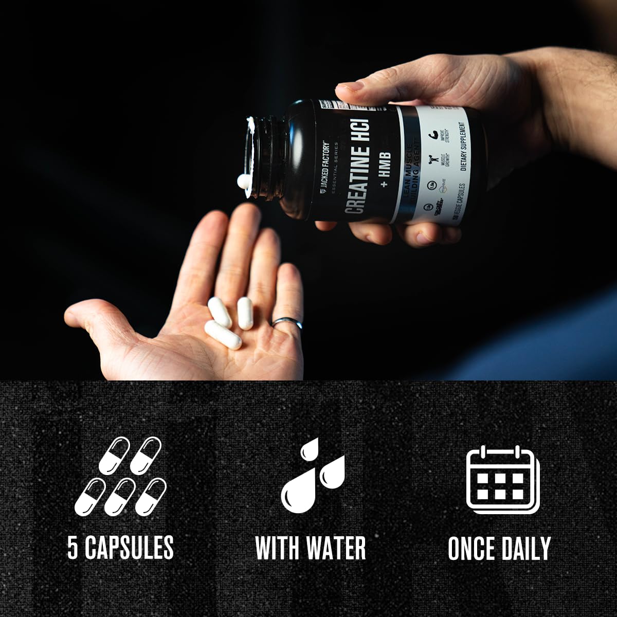 Jacked Factory Creatine HCL + HMB Capsules, 150 Capsules