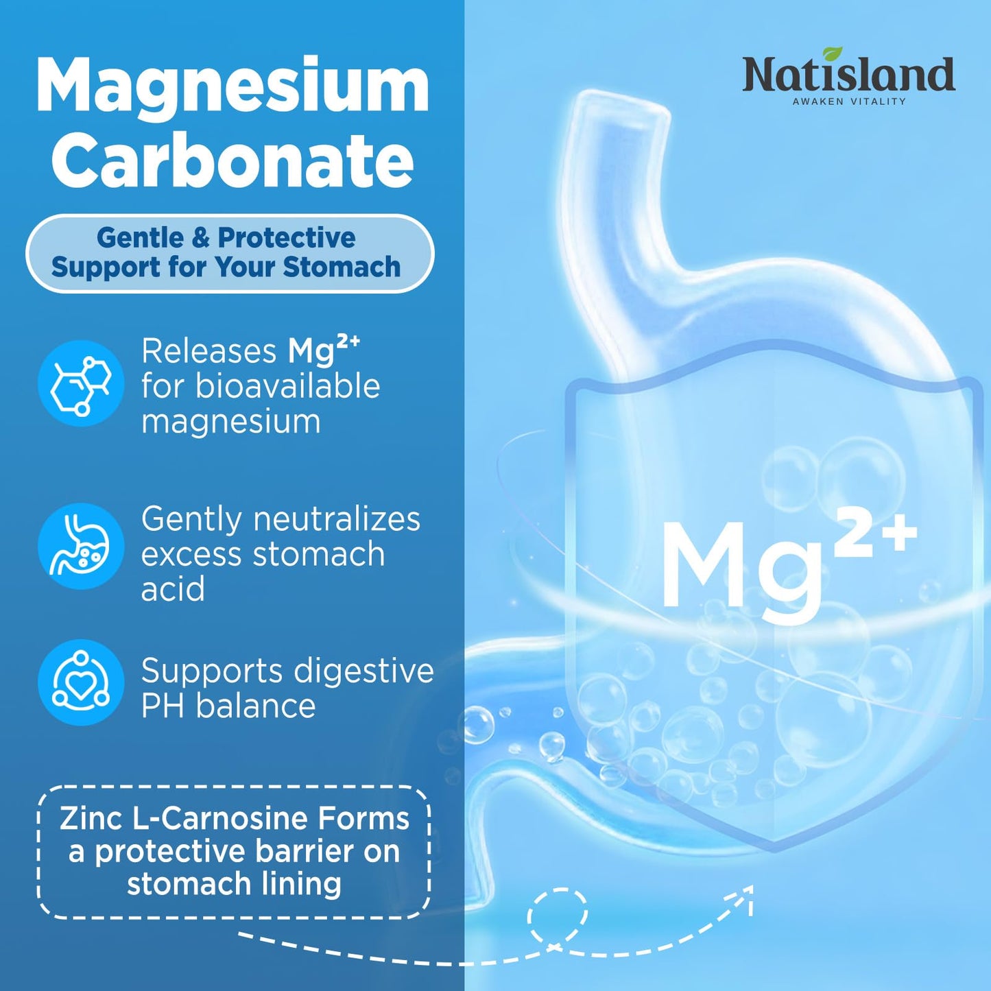 NATISLAND Magnesium Carbonate Gummies 500mg, 60 Count