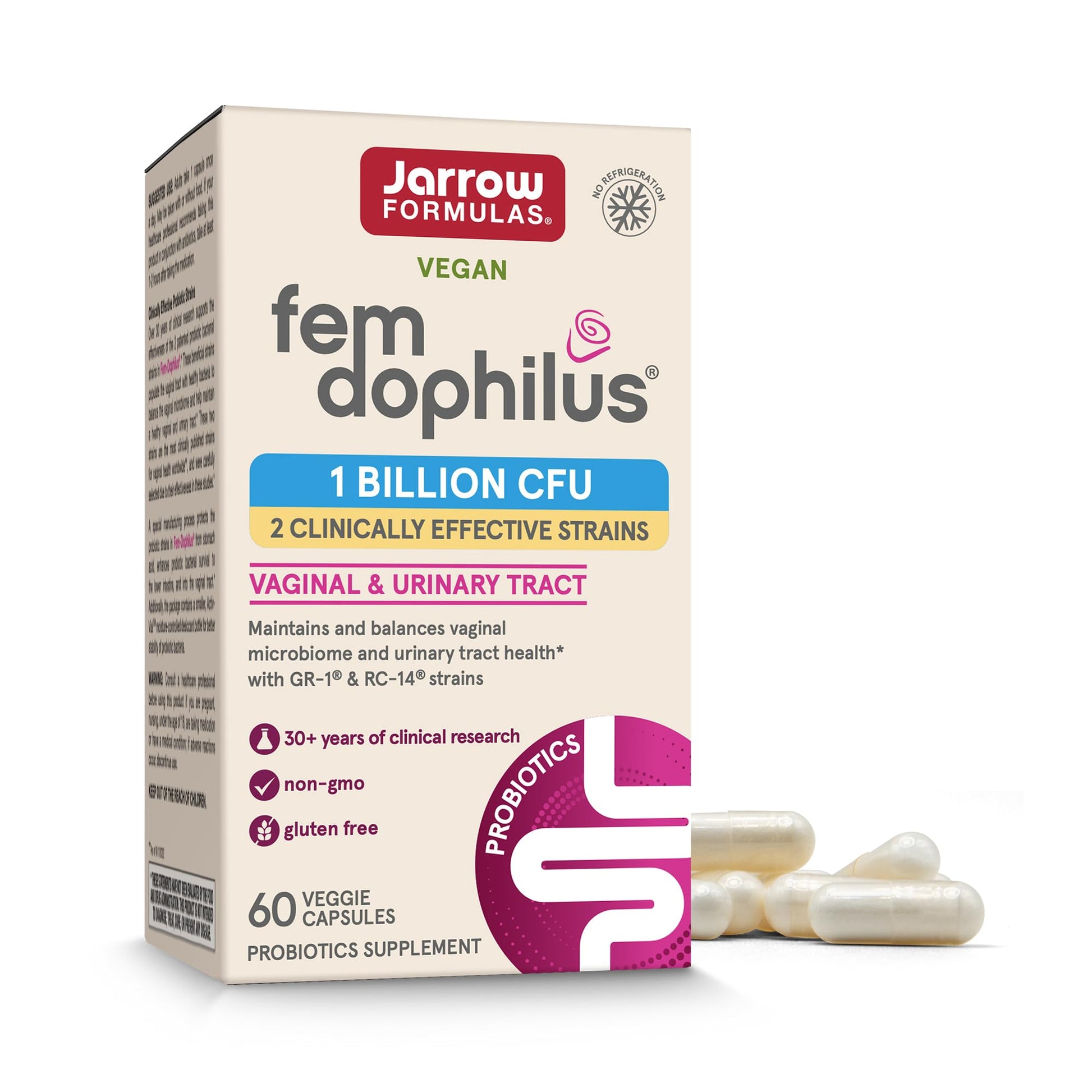 Jarrow Formulas Fem-Dophilus Vaginal Probiotics 60 Capsules