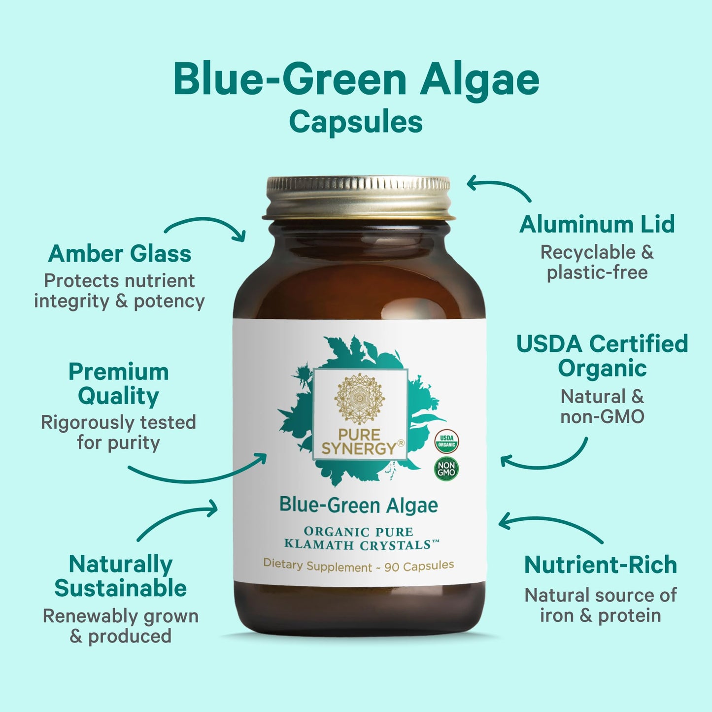 PURE SYNERGY Blue-Green Algae Capsules 90 Count