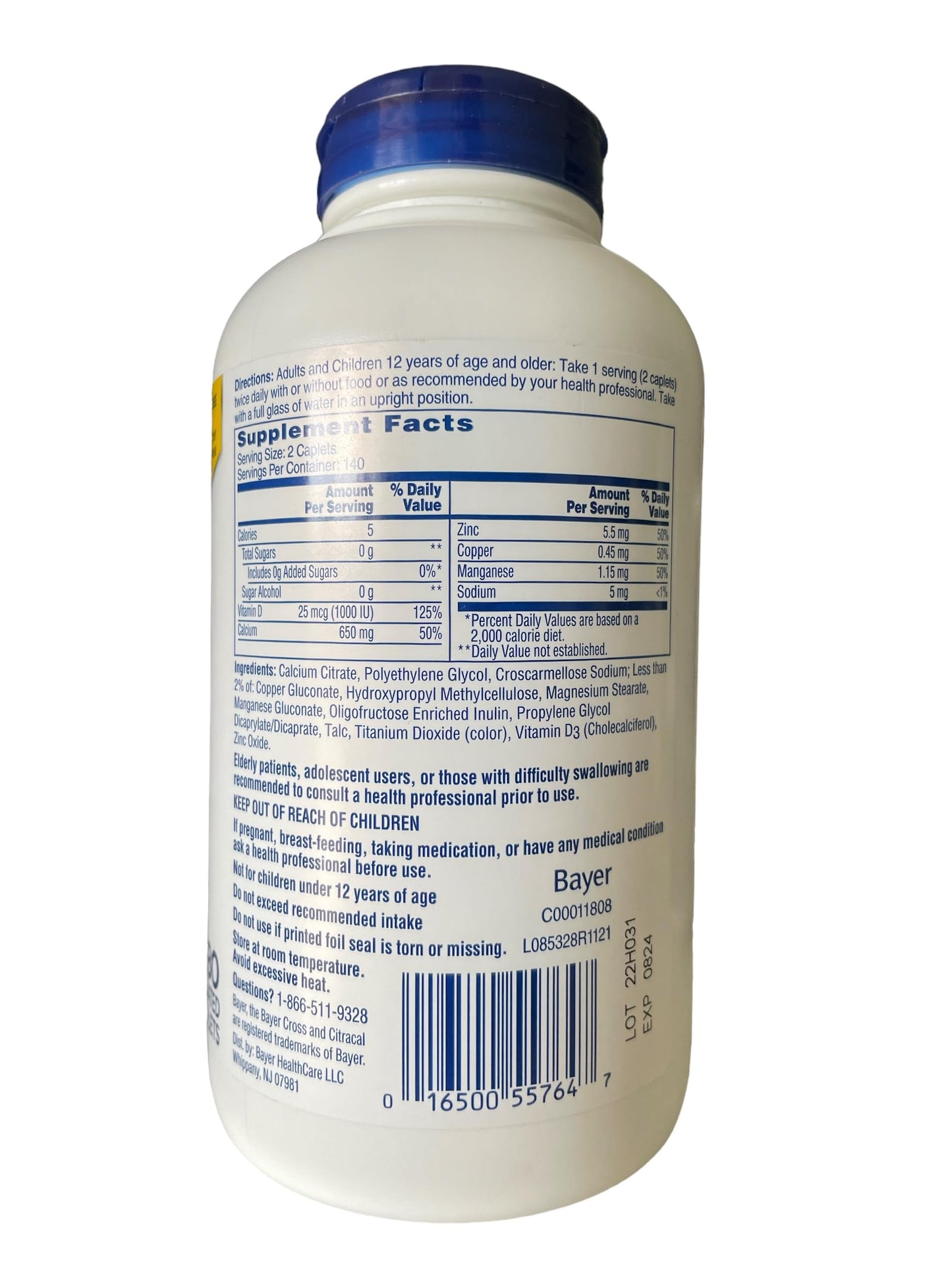 CITRACAL Calcium Citrate Caplets Maximum Plus with D3, 280 Count