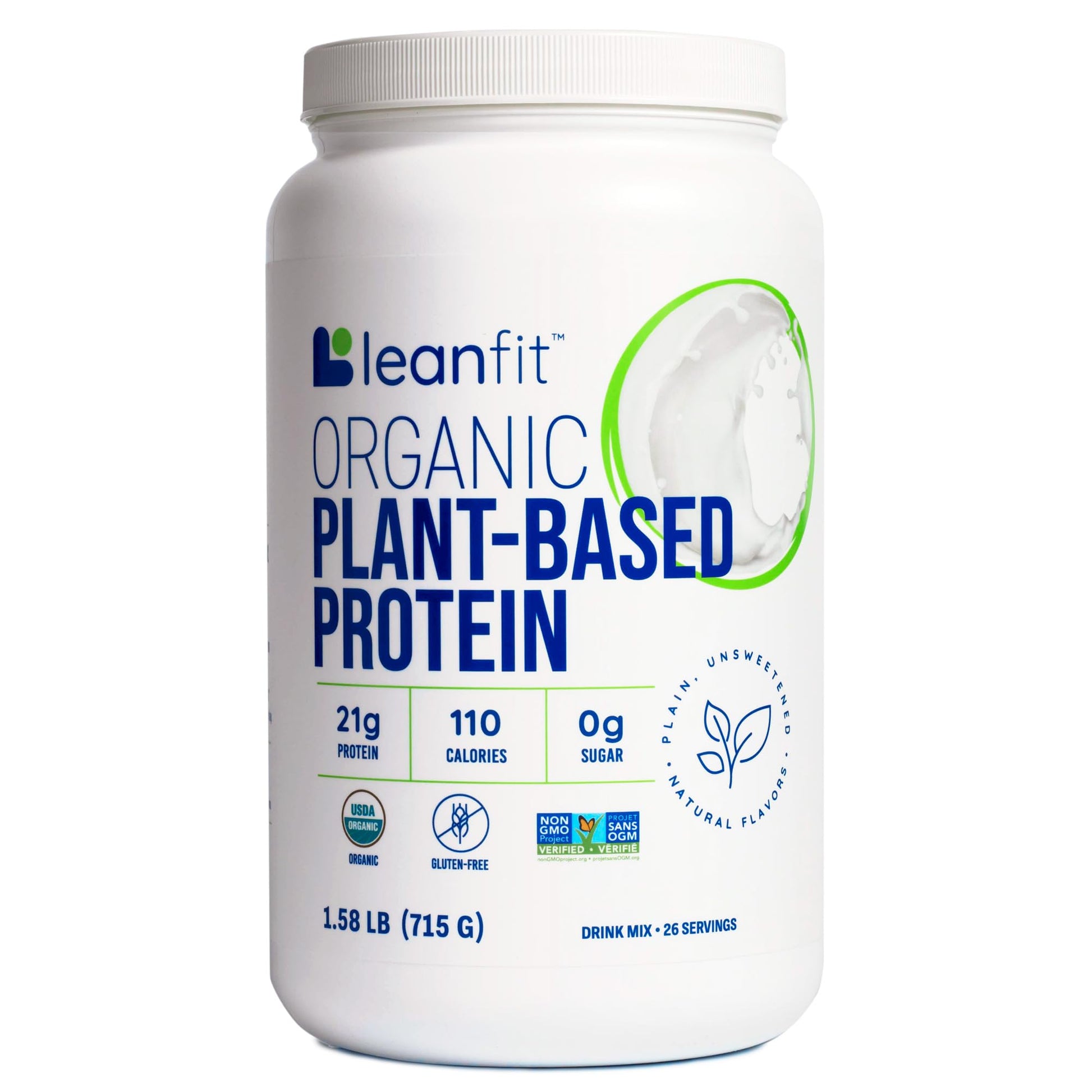 LeanFit Organic Plant-Based Protein Powder, Unflavored, 1 Pack