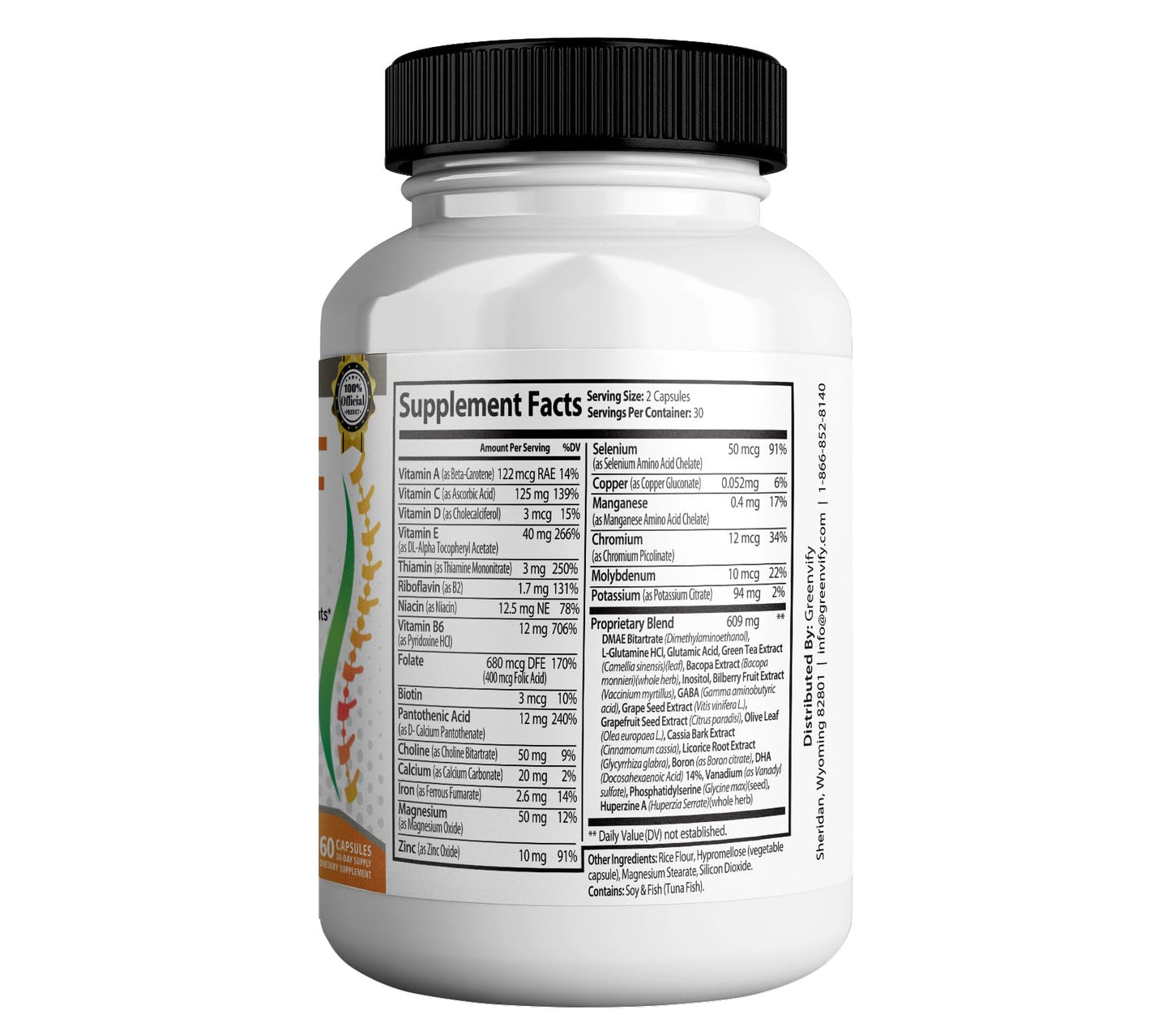 GREENVIFY Aria Leaf Max Extra Strength Nootropic Supplement Capsules, 60 Count