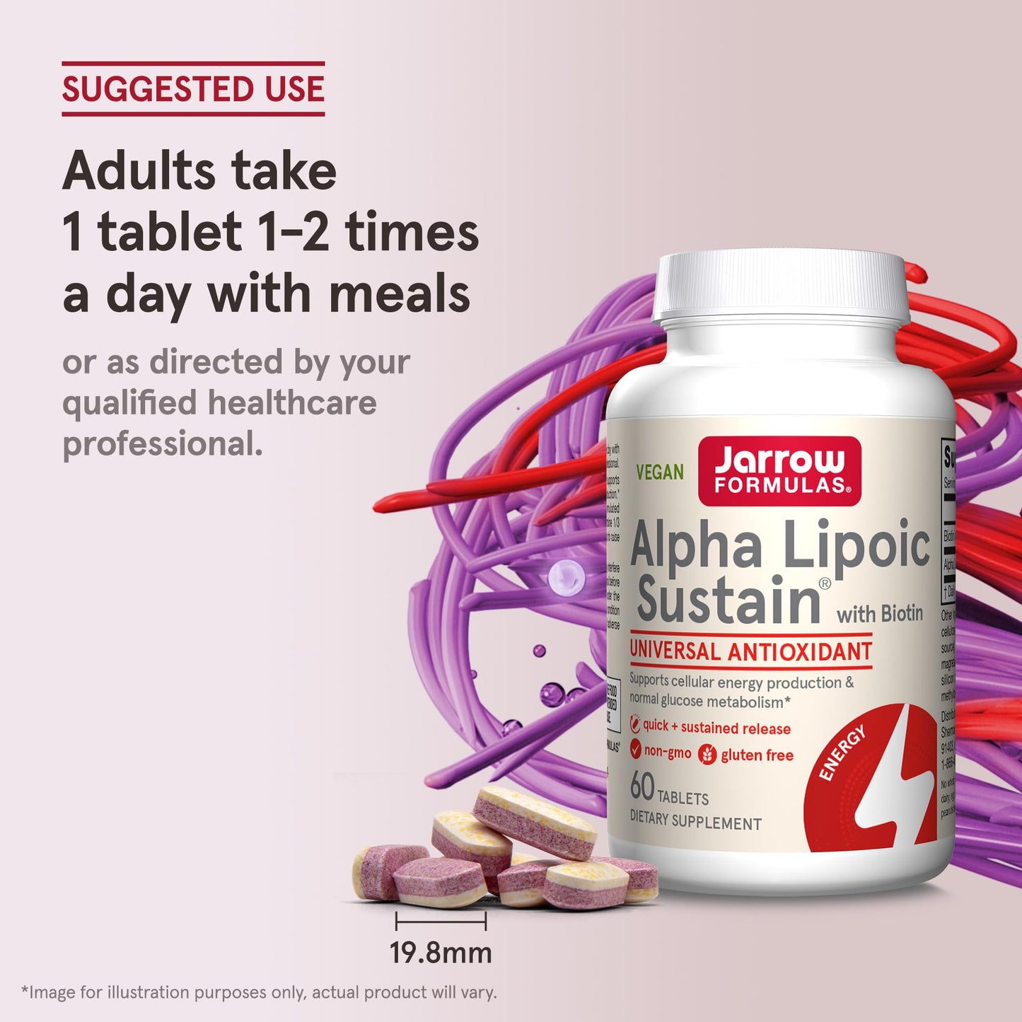 Jarrow Formulas Alpha Lipoic Sustain with Biotin, 300 mg Alpha Lipoic Acid, 60 Tablets