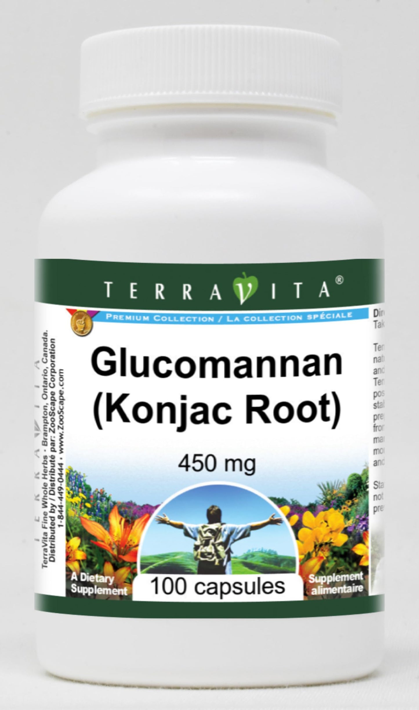 Terravita Glucomannan (Konjac Root) - 450 mg Capsules, 100 Count