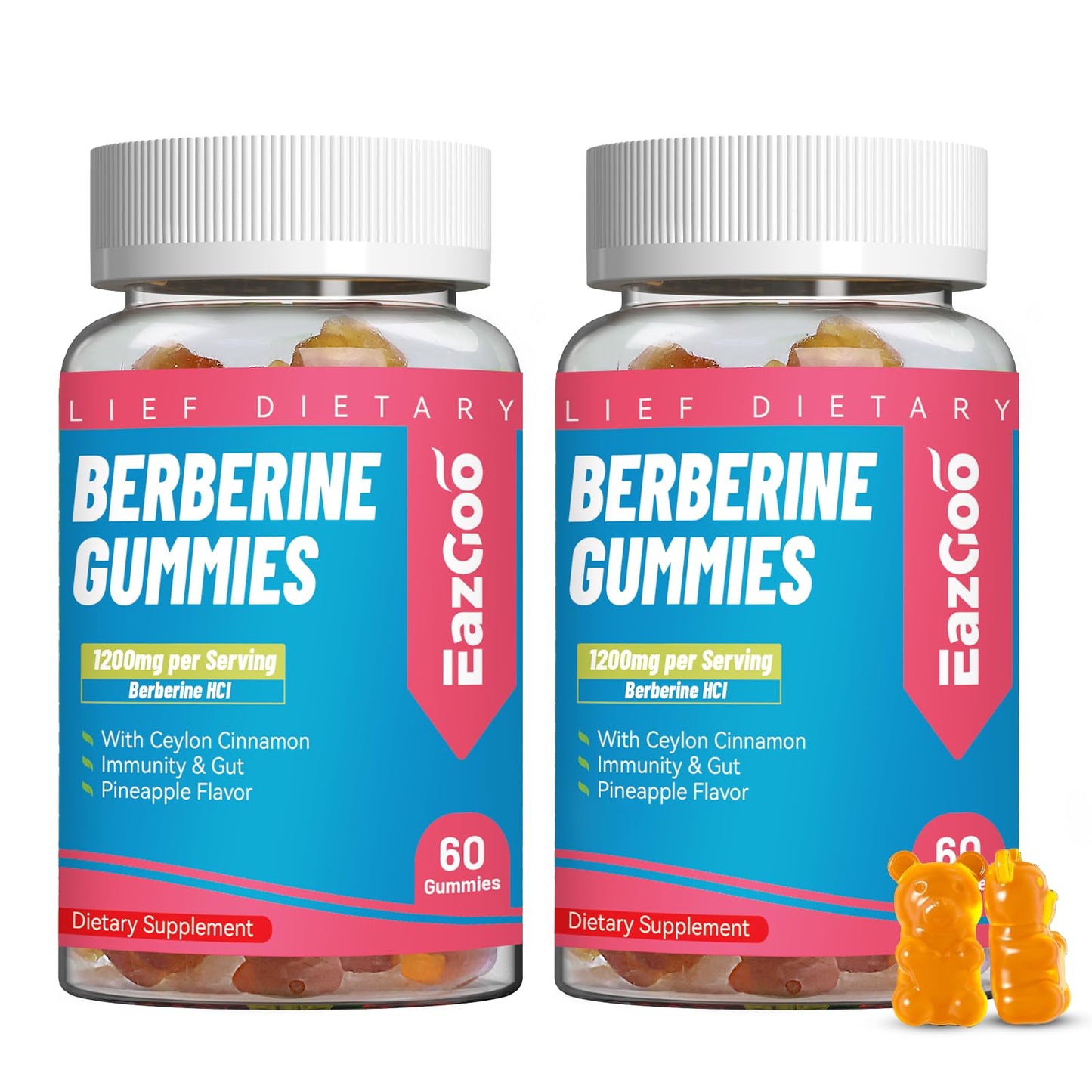 EAZGOO Berberine Gummies 1200mg with Ceylon Cinnamon, 120 Gummies