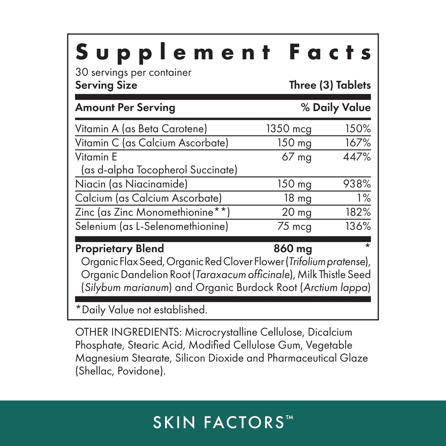MICHAEL'S Skin Factors 90 Vegetarian Tablets