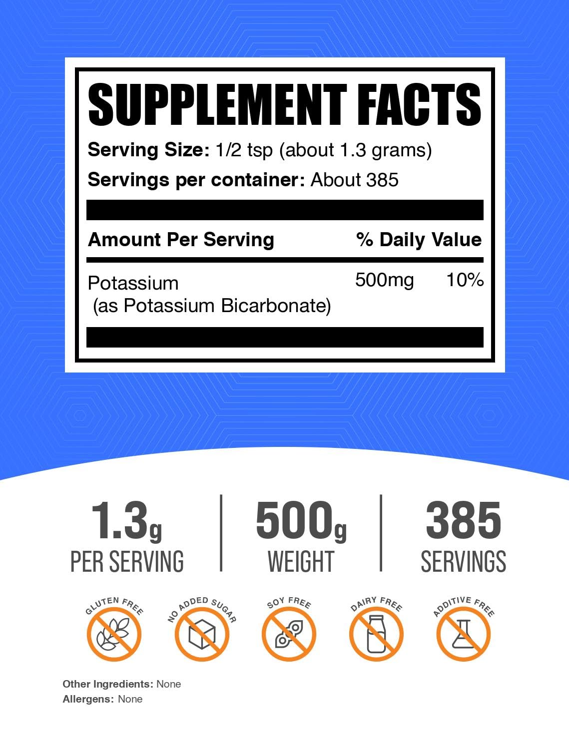 BulkSupplements Potassium Bicarbonate Powder 17.5 oz